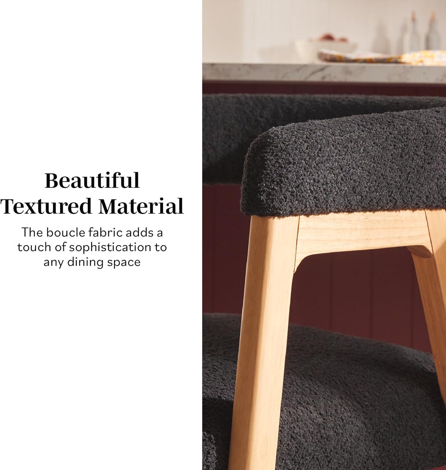 imageWalker Edison Ezra Modern Solid Wood Rounded Back Dining Chair Natural Set of 2Black