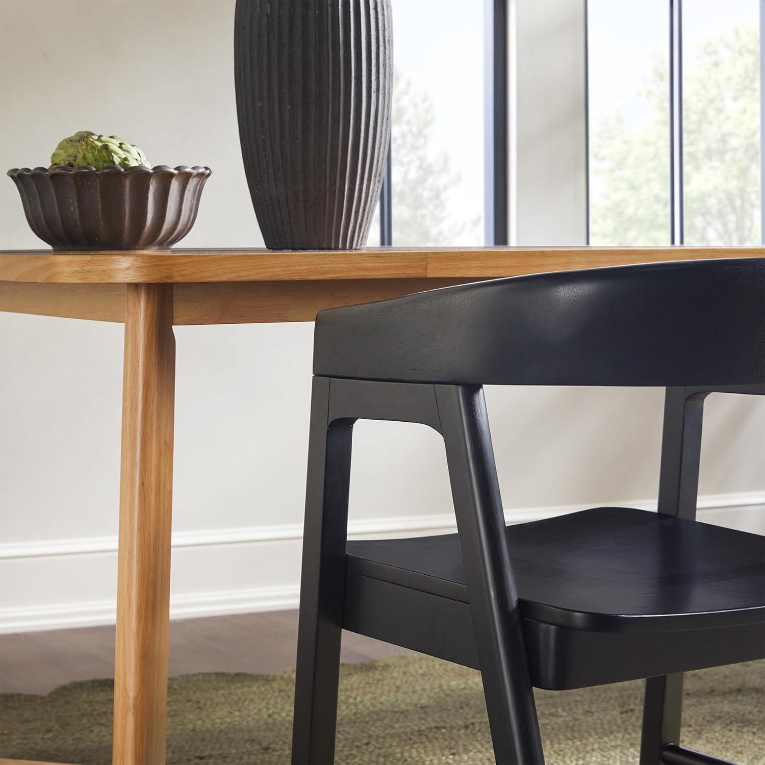 imageWalker Edison Ezra Modern Solid Wood Rounded Back Dining Chair Natural Set of 2Black