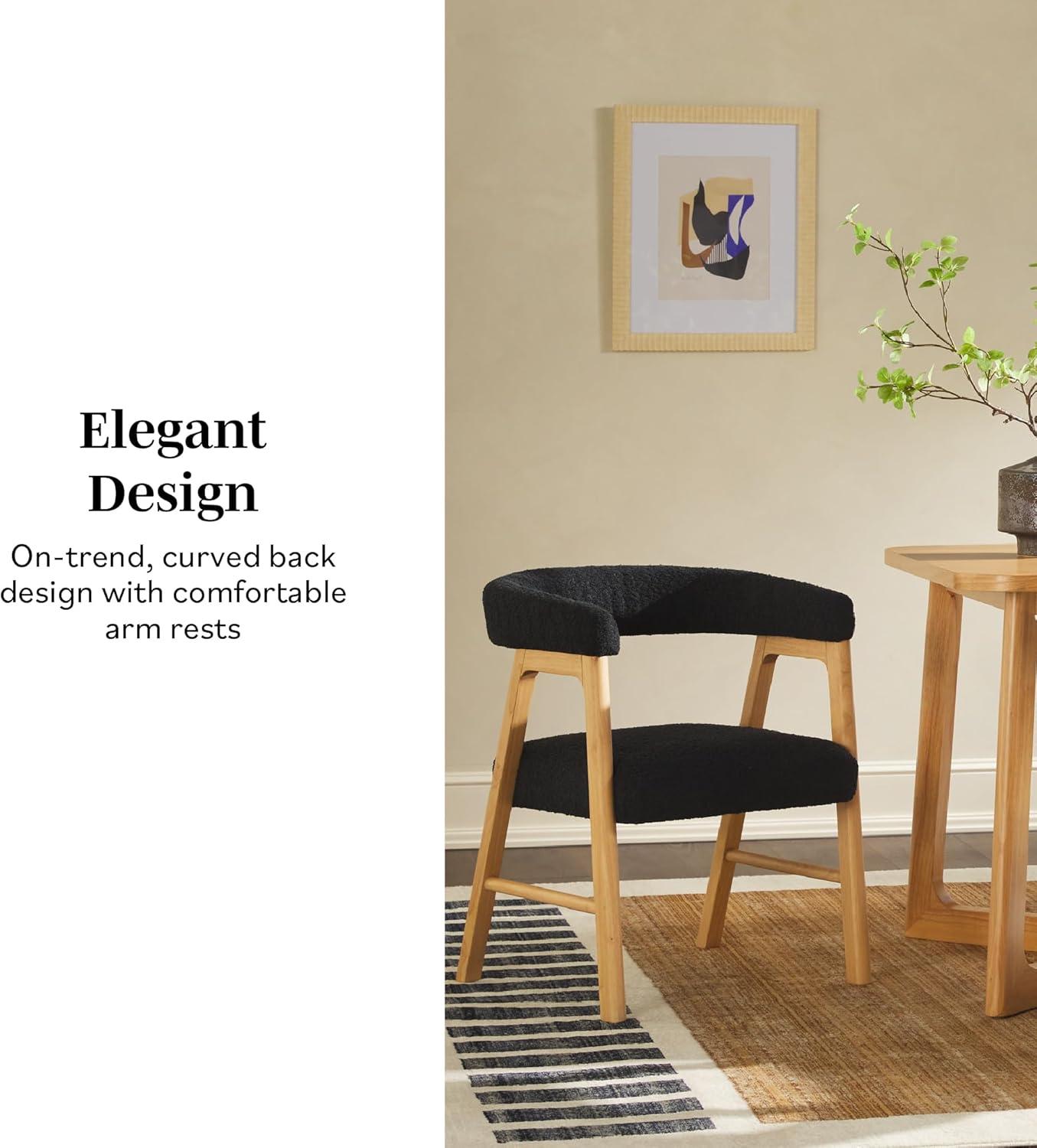imageWalker Edison Ezra Modern Solid Wood Rounded Back Dining Chair Natural Set of 2Black
