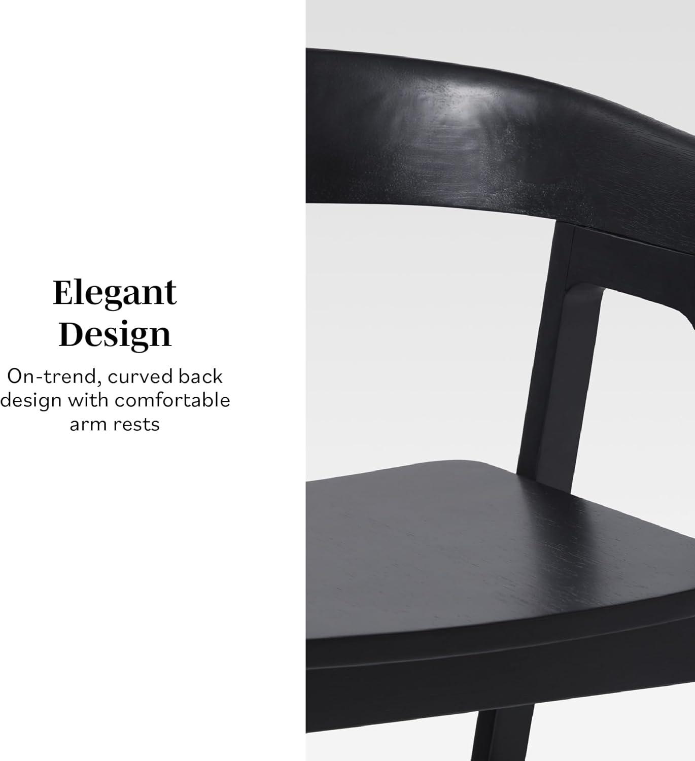 imageWalker Edison Ezra Modern Solid Wood Rounded Back Dining Chair Natural Set of 2Black