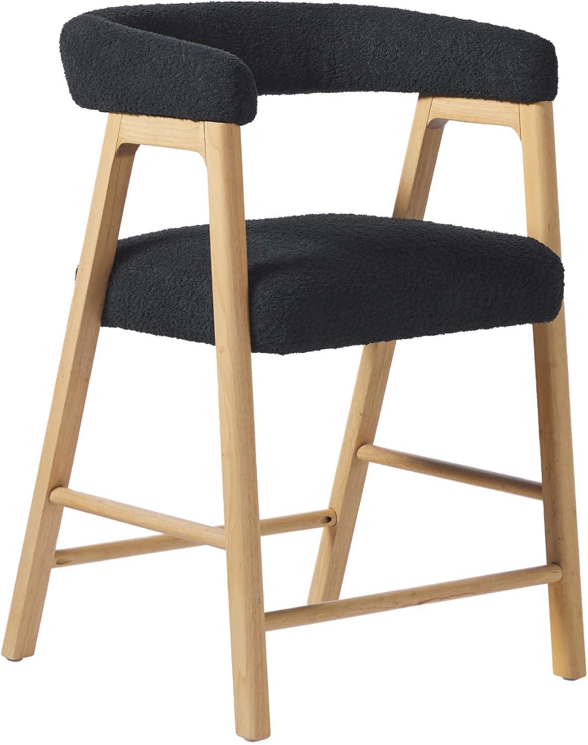 imageWalker Edison Ezra Modern Solid Wood Rounded Back Dining Chair Natural Set of 2Black