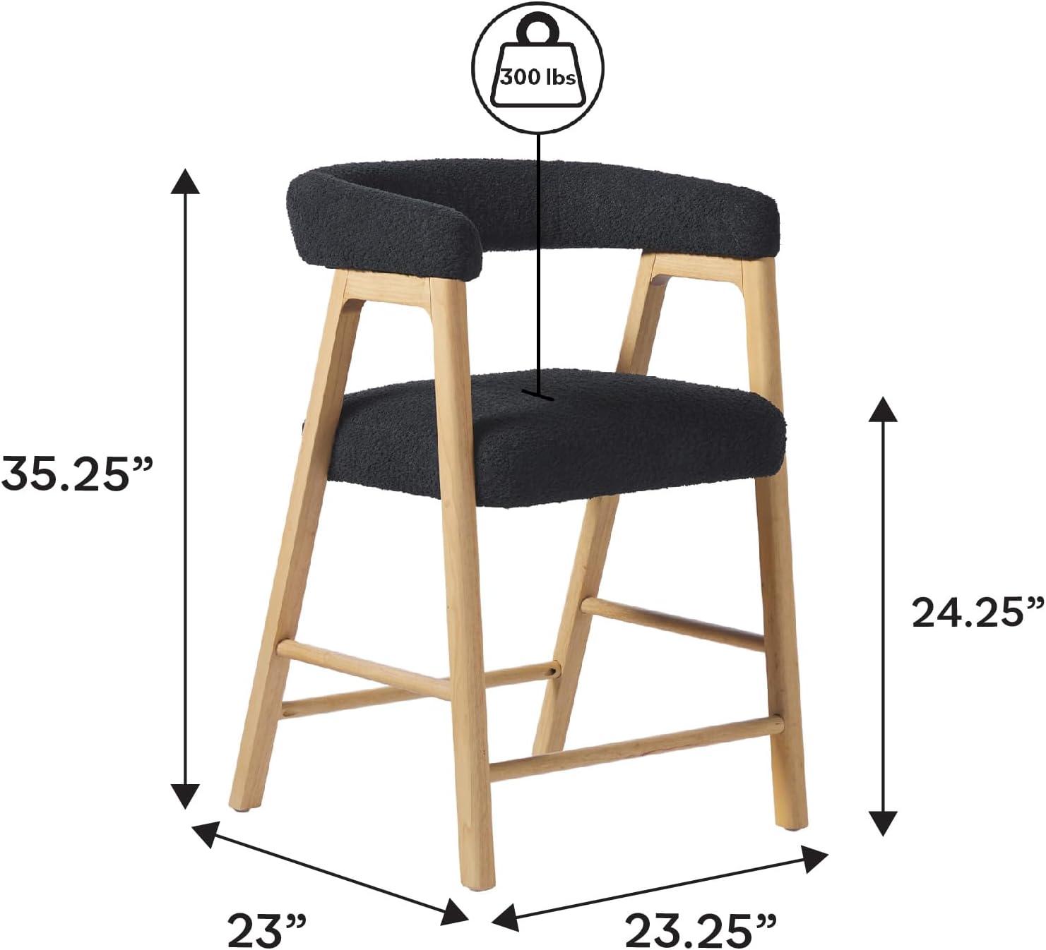 imageWalker Edison Ezra Modern Solid Wood Rounded Back Dining Chair Natural Set of 2Black