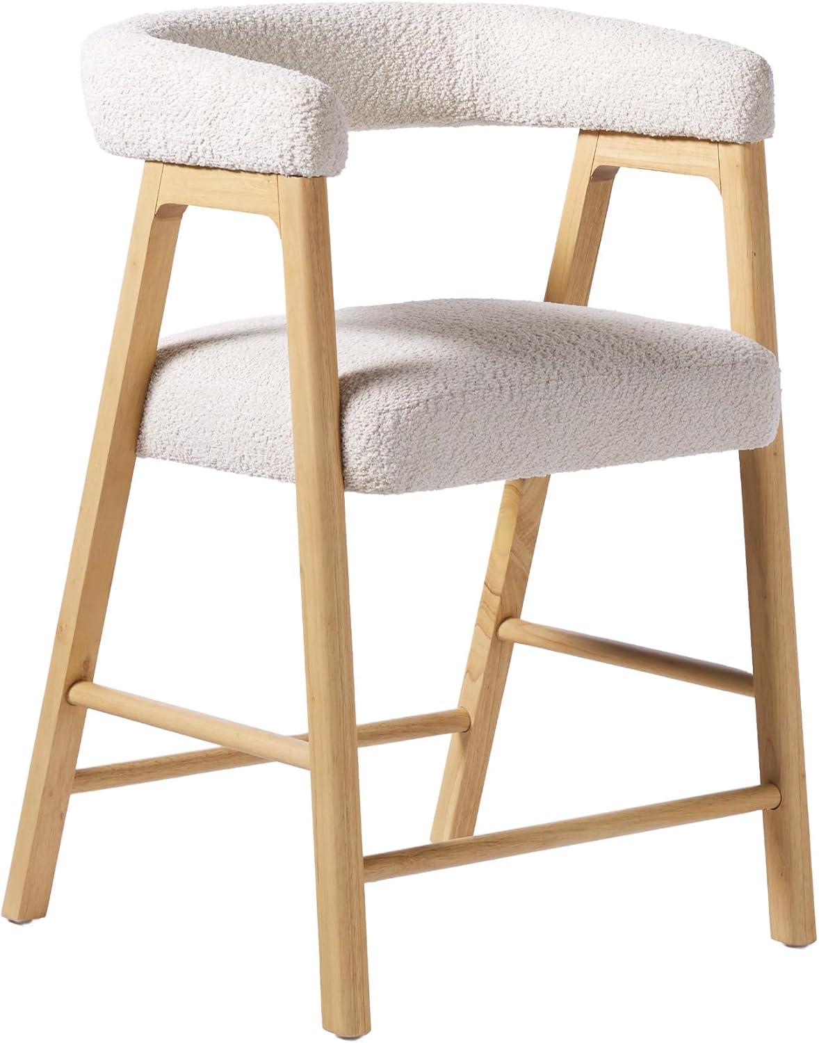 imageWalker Edison Ezra Modern Solid Wood Rounded Back Dining Chair Natural Set of 2Ivory