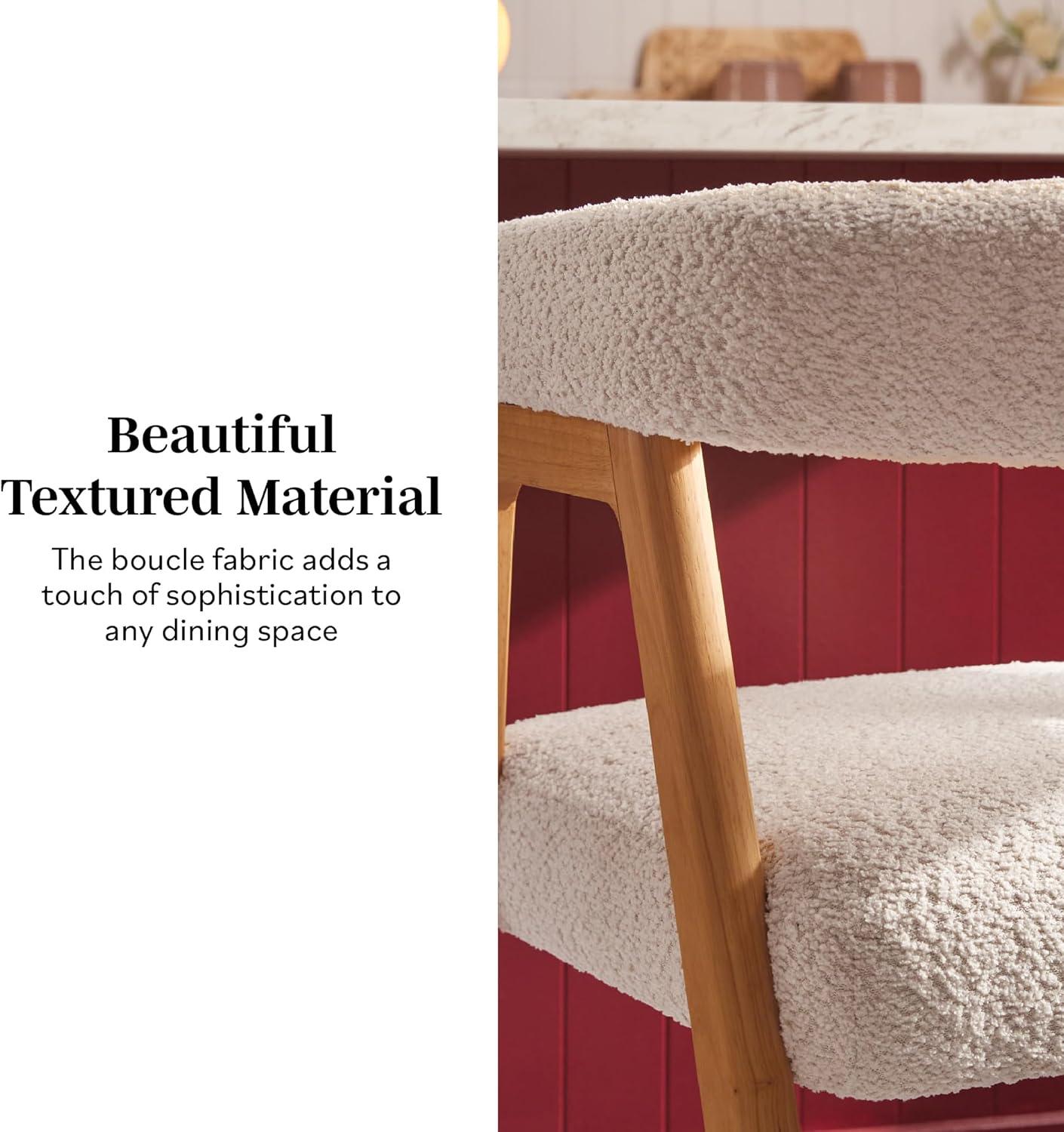 imageWalker Edison Ezra Modern Solid Wood Rounded Back Dining Chair Natural Set of 2Ivory