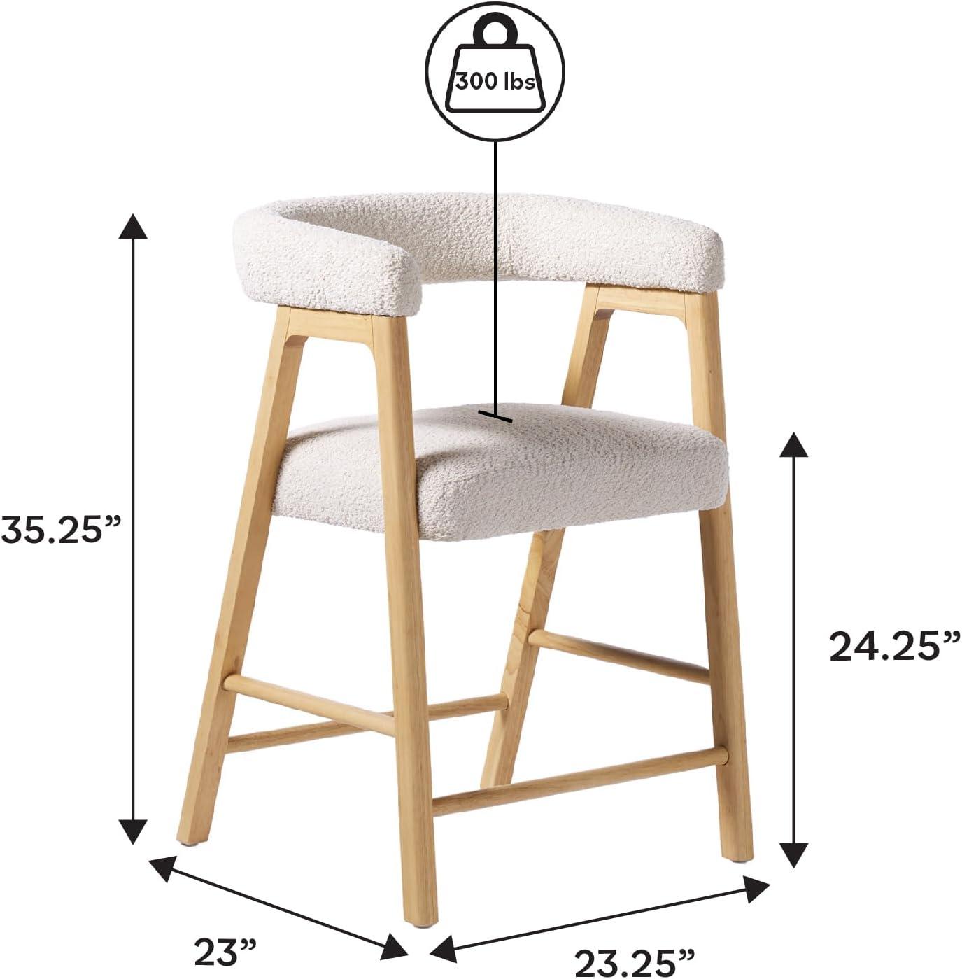 imageWalker Edison Ezra Modern Solid Wood Rounded Back Dining Chair Natural Set of 2Ivory