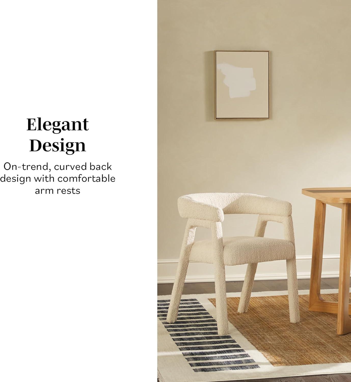 imageWalker Edison Ezra Modern Solid Wood Rounded Back Dining Chair Natural Set of 2Ivory