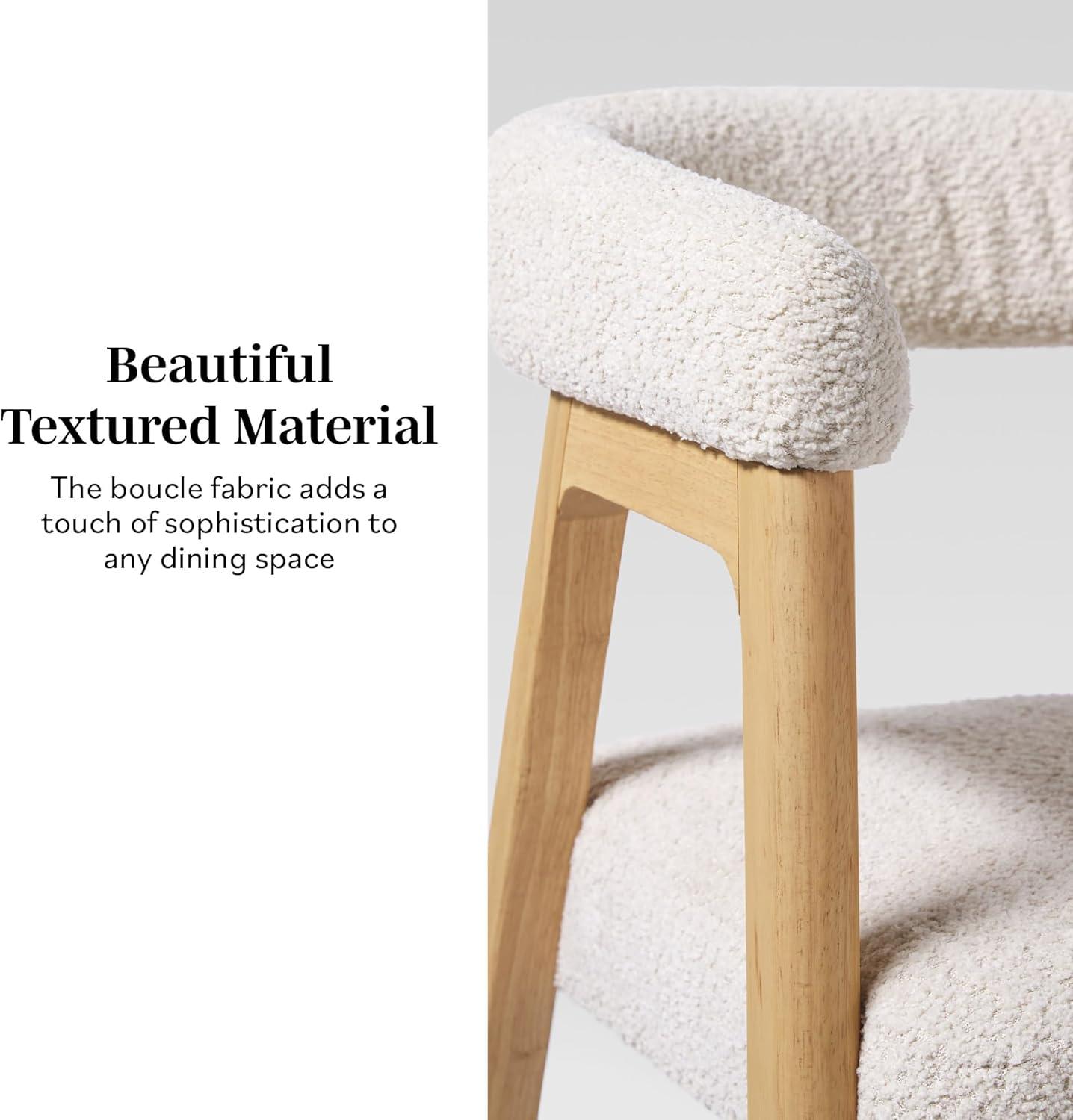 imageWalker Edison Ezra Modern Solid Wood Rounded Back Dining Chair Natural Set of 2Ivory