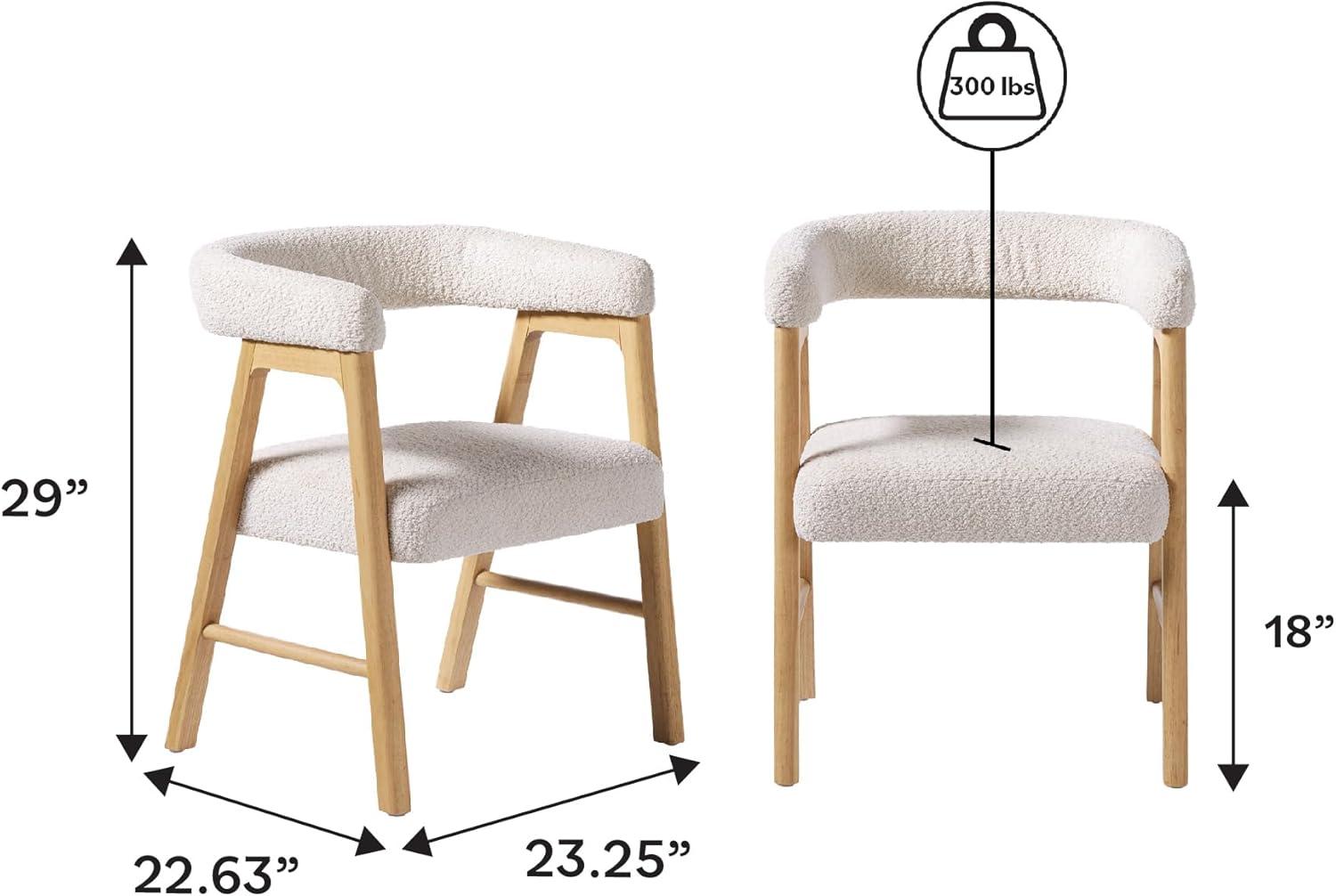 imageWalker Edison Ezra Modern Solid Wood Rounded Back Dining Chair Natural Set of 2Ivory