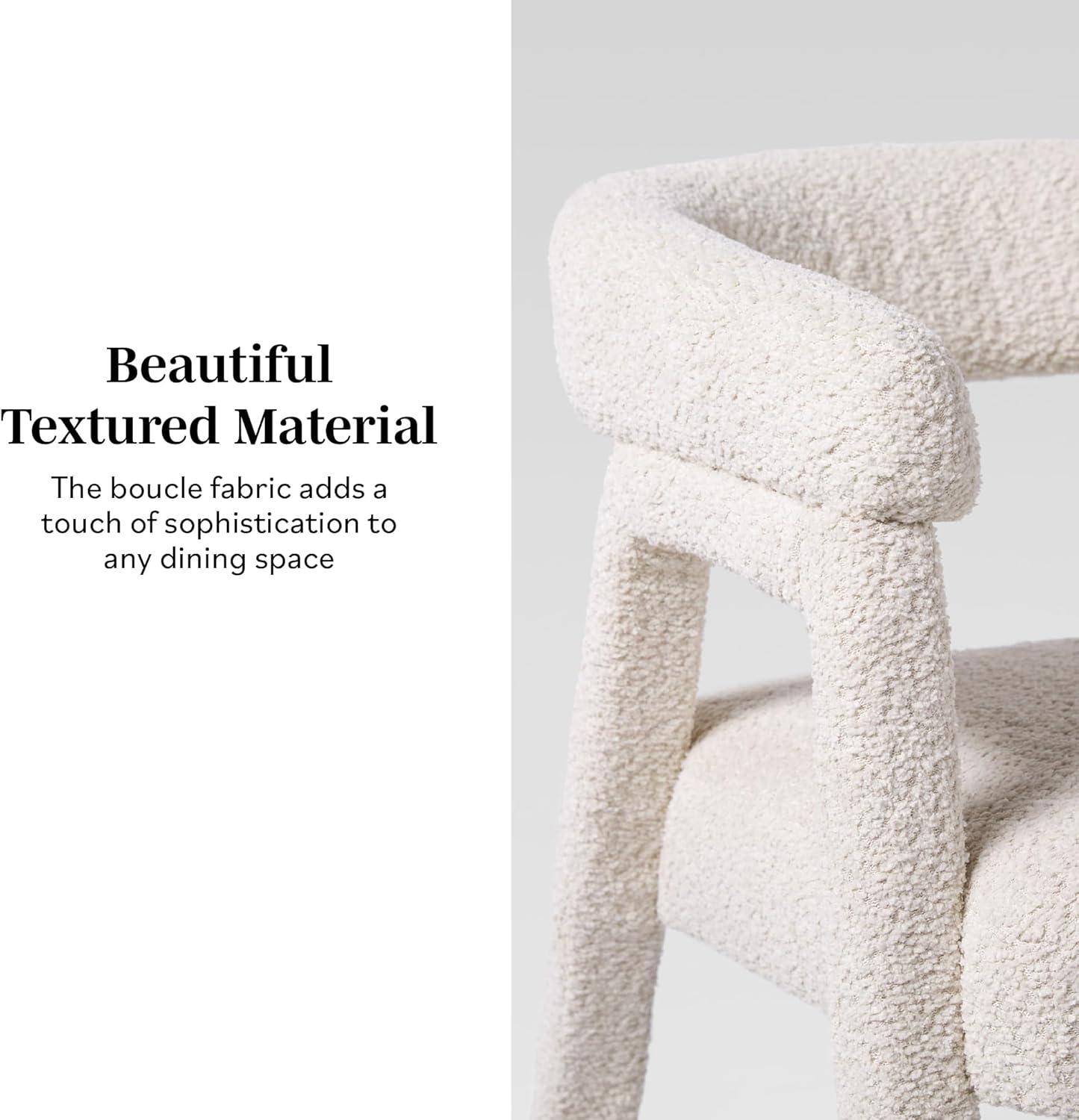 imageWalker Edison Ezra Modern Solid Wood Rounded Back Dining Chair Natural Set of 2Ivory