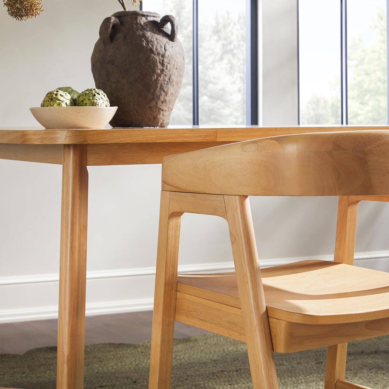 imageWalker Edison Ezra Modern Solid Wood Rounded Back Dining Chair Natural Set of 2Natural