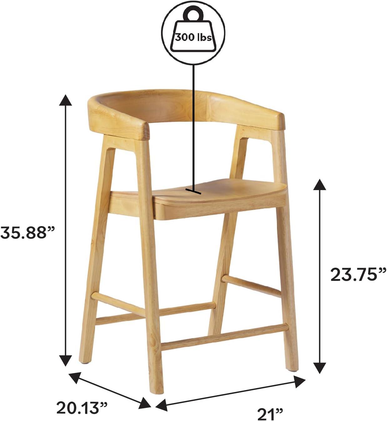 imageWalker Edison Ezra Modern Solid Wood Rounded Back Dining Chair Natural Set of 2Natural
