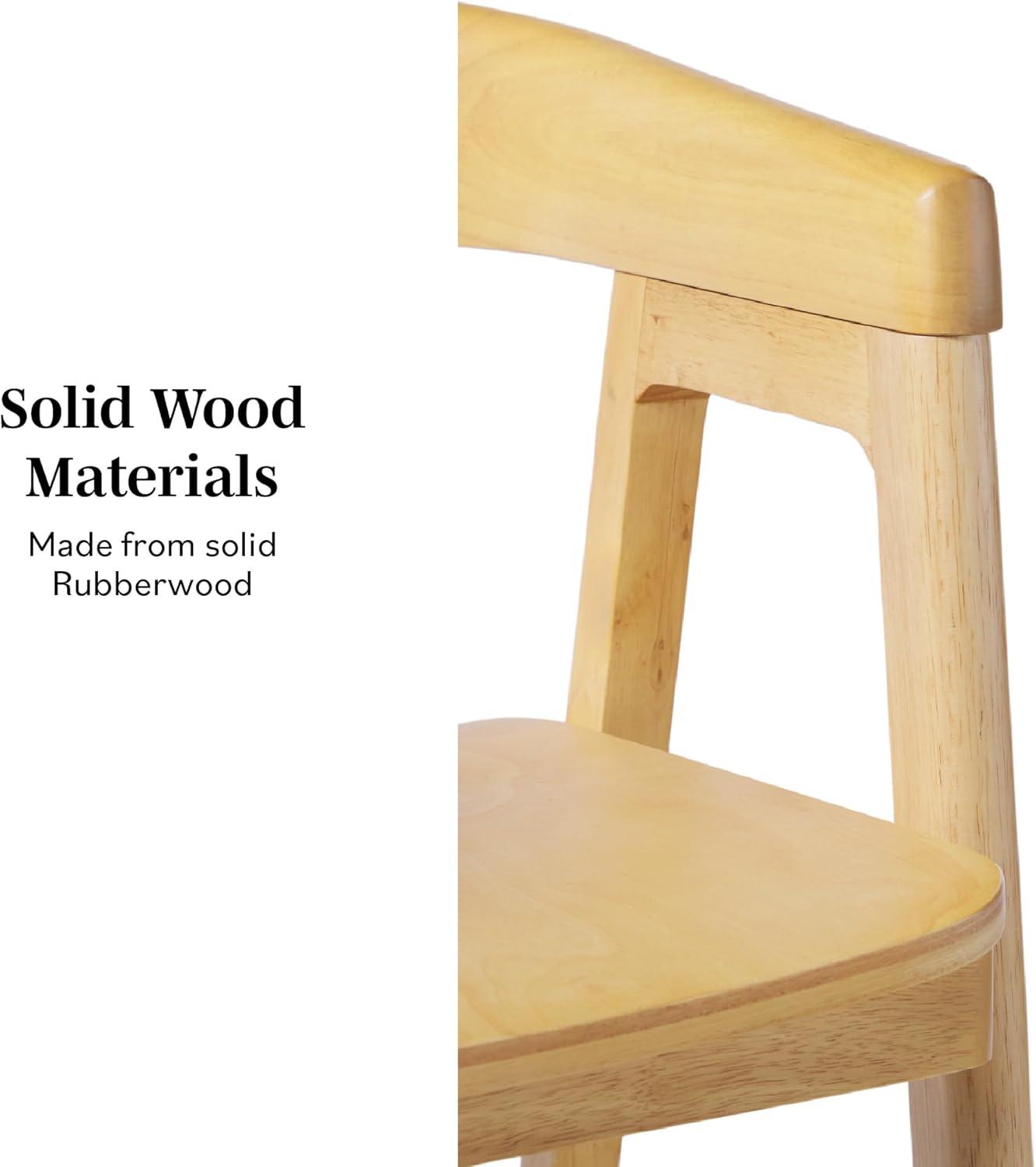 imageWalker Edison Ezra Modern Solid Wood Rounded Back Dining Chair Natural Set of 2Natural