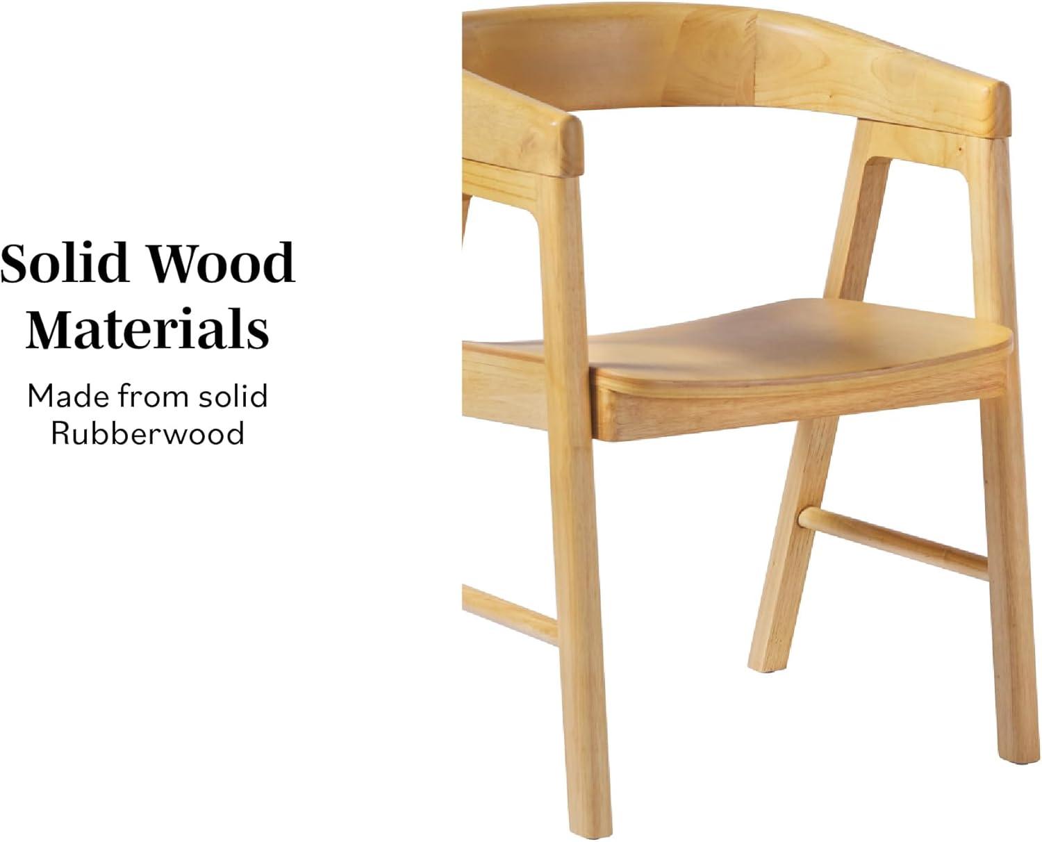 imageWalker Edison Ezra Modern Solid Wood Rounded Back Dining Chair Natural Set of 2Natural