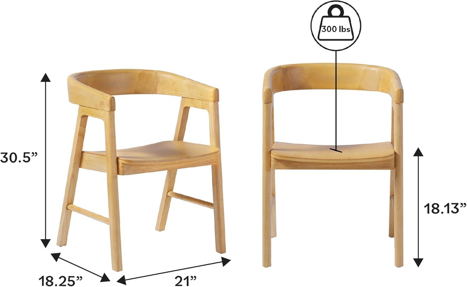 imageWalker Edison Ezra Modern Solid Wood Rounded Back Dining Chair Natural Set of 2Natural