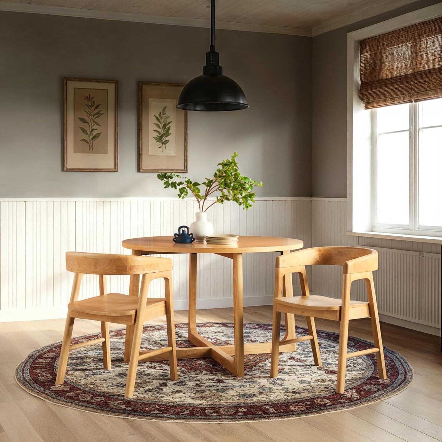 imageWalker Edison Ezra Modern Solid Wood Rounded Back Dining Chair Natural Set of 2Natural