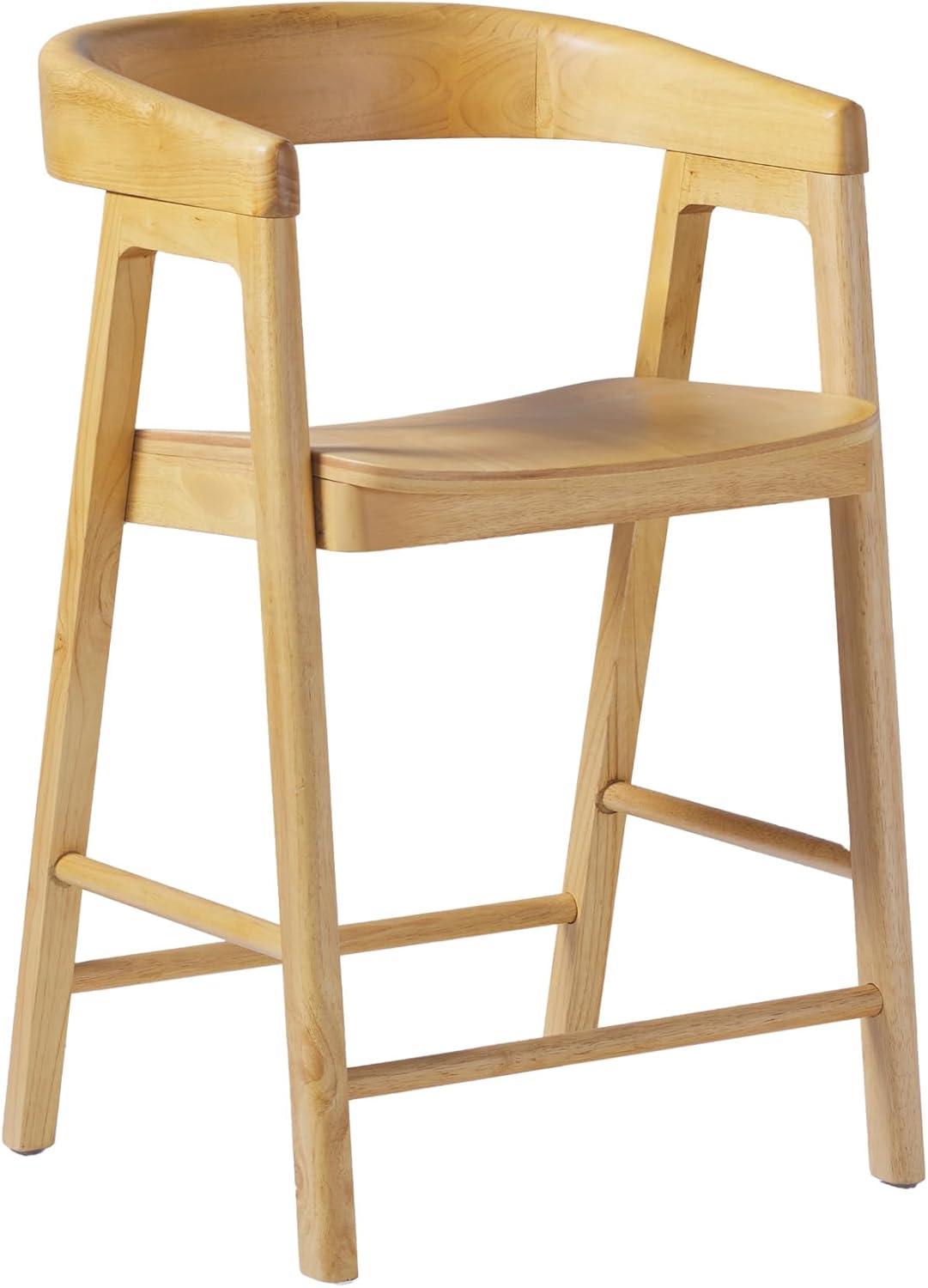 imageWalker Edison Ezra Modern Solid Wood Rounded Back Dining Chair Natural Set of 2Natural