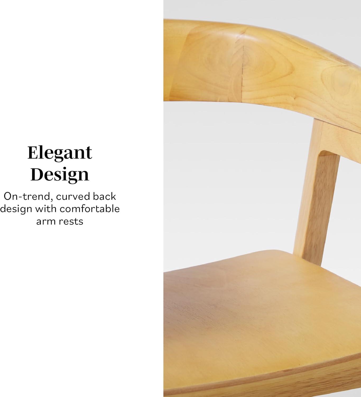 imageWalker Edison Ezra Modern Solid Wood Rounded Back Dining Chair Natural Set of 2Natural