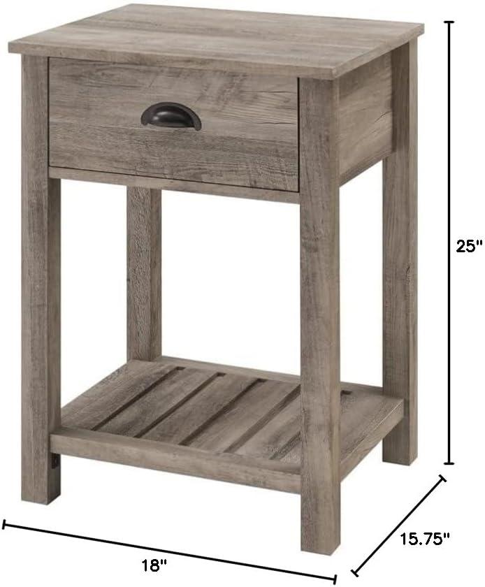 imageWalker Edison Farmhouse Square Side Accent Table SetLivingRoom Storage End Table with Storage Door Nightstand Bedroom 18 Inch Rustic OakGrey Wash