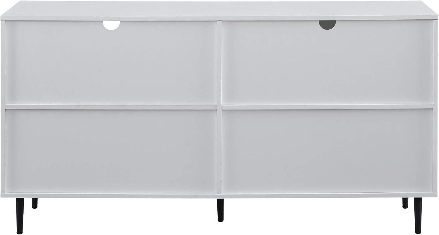 imageWalker Edison Fehr Modern 2 Door Bookmatch Asymmetrical Console for TVs up to 65 Inches 58 Inch WhiteAsh Brown