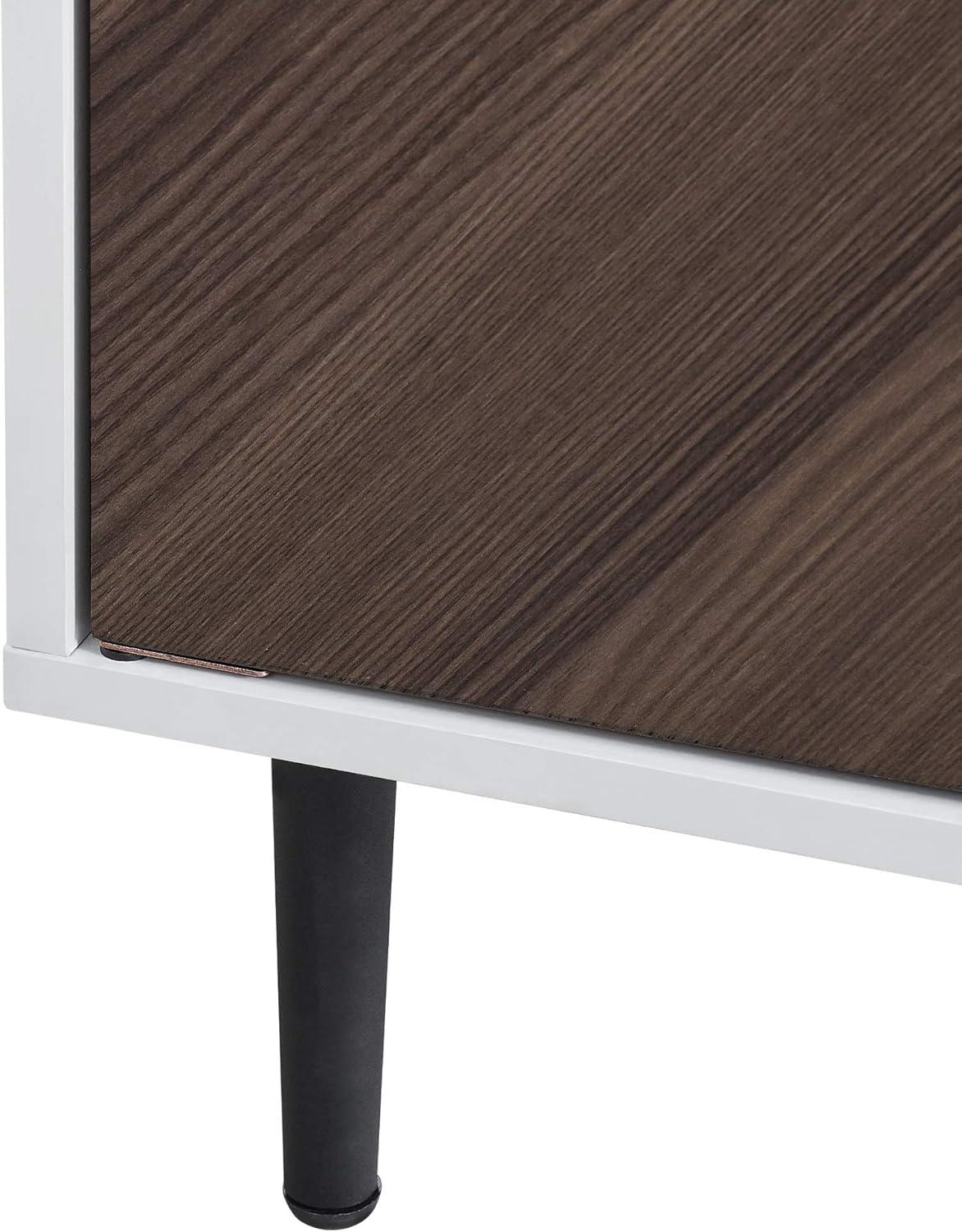 imageWalker Edison Fehr Modern 2 Door Bookmatch Asymmetrical Console for TVs up to 65 Inches 58 Inch WhiteAsh Brown