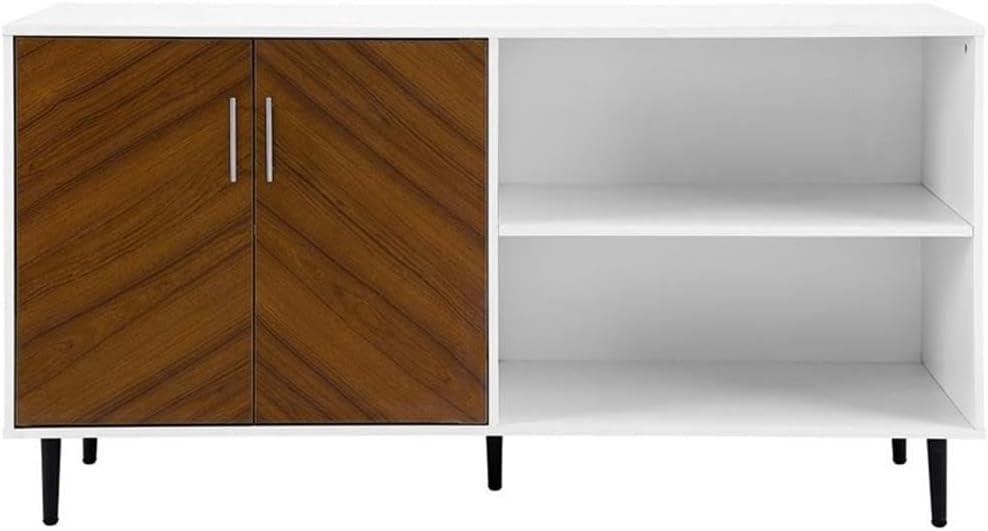 imageWalker Edison Fehr Modern 2 Door Bookmatch Asymmetrical Console for TVs up to 65 Inches 58 Inch WhiteWhite