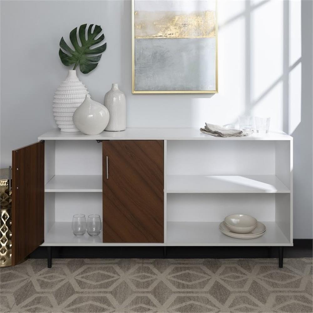 imageWalker Edison Fehr Modern 2 Door Bookmatch Asymmetrical Console for TVs up to 65 Inches 58 Inch WhiteWhite