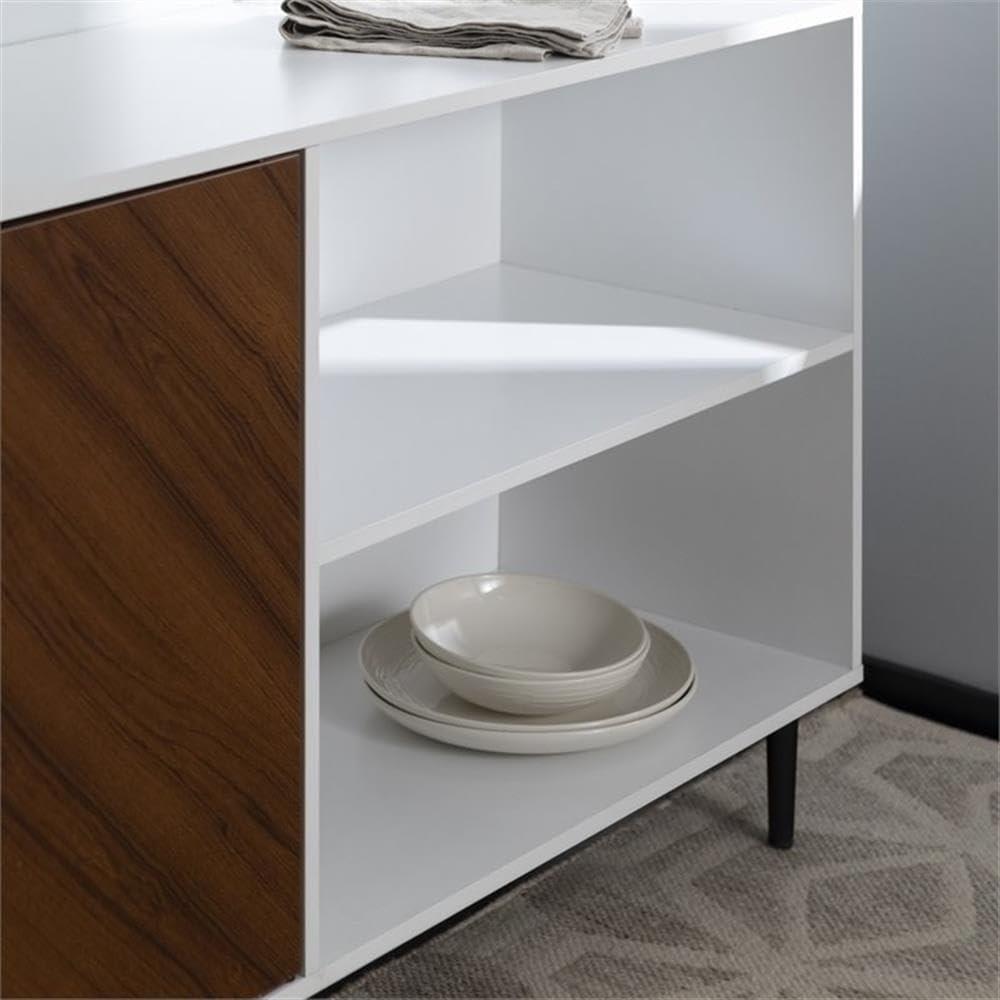 imageWalker Edison Fehr Modern 2 Door Bookmatch Asymmetrical Console for TVs up to 65 Inches 58 Inch WhiteWhite