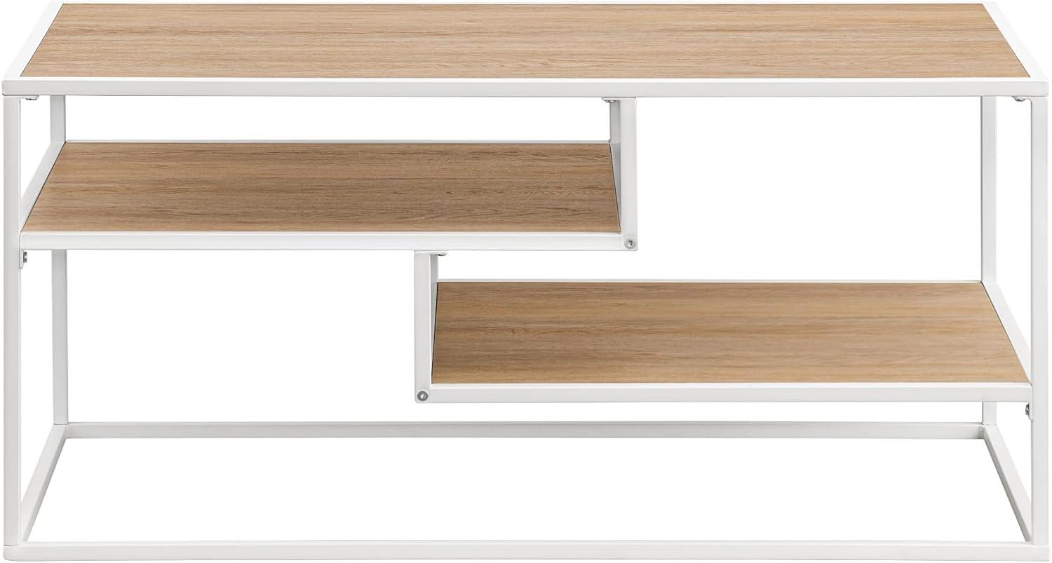 imageWalker Edison Finley Contemporary Floating Shelf Coffee Table 40 Inch BlackCoastal Oak