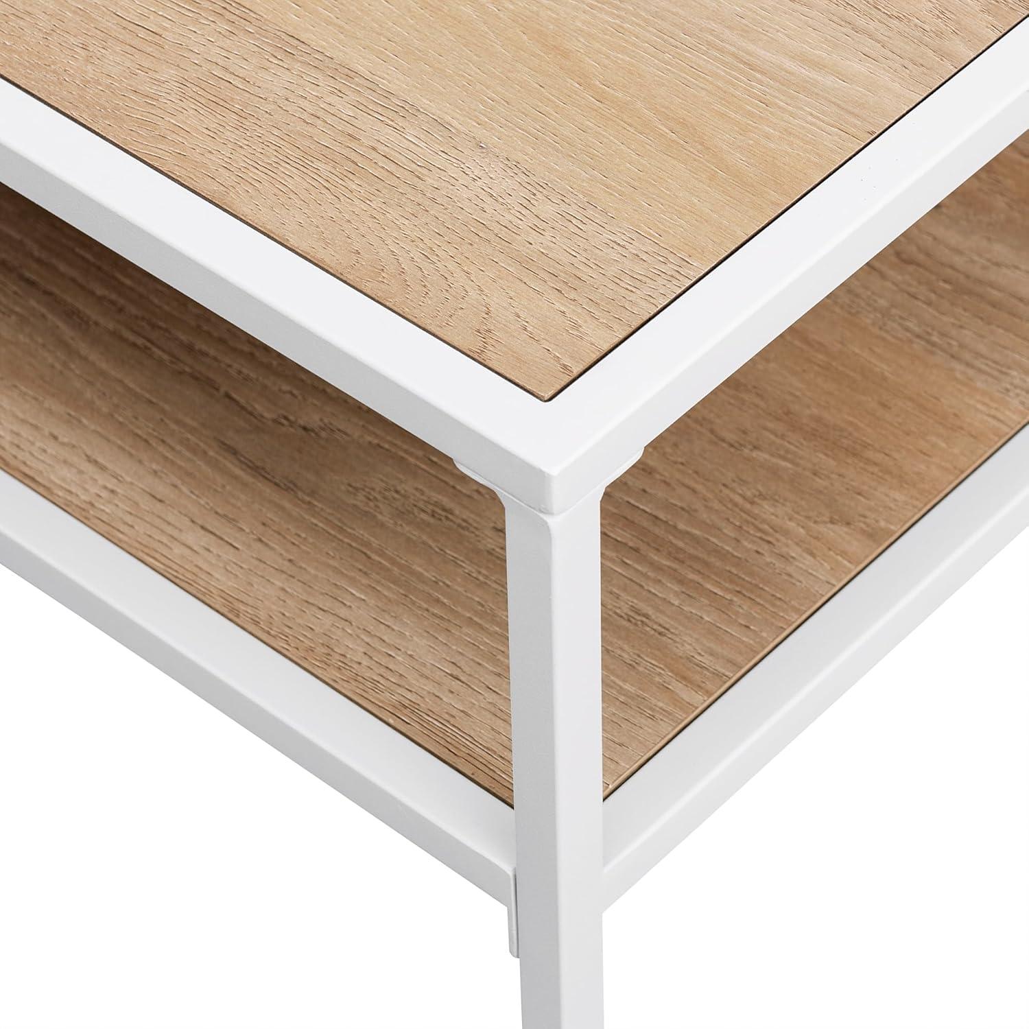 imageWalker Edison Finley Contemporary Floating Shelf Coffee Table 40 Inch BlackCoastal Oak