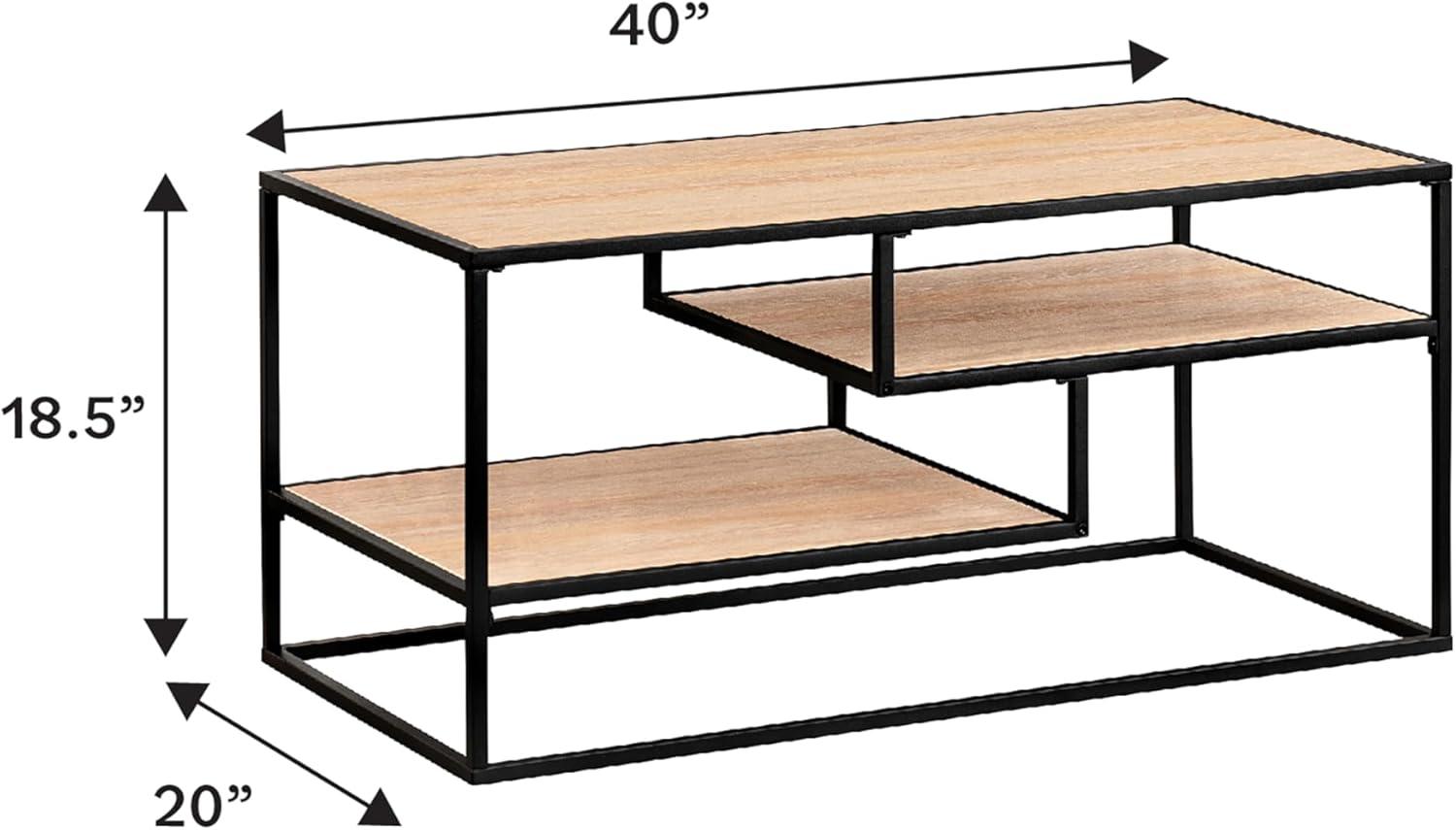 imageWalker Edison Finley Contemporary Floating Shelf Coffee Table 40 Inch Coastal OakCoastal Oak