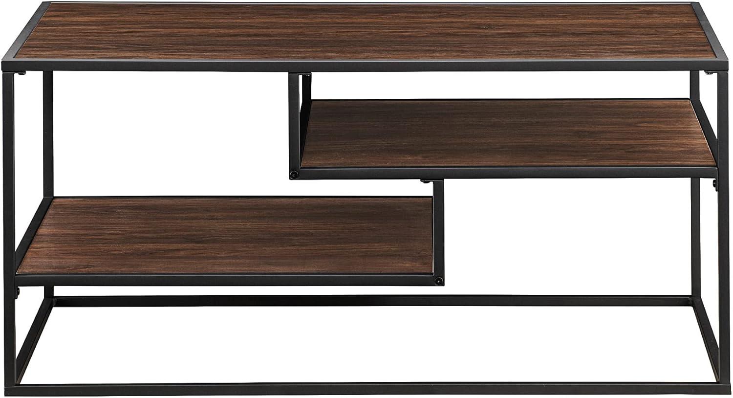 imageWalker Edison Finley Contemporary Floating Shelf Coffee Table 40 Inch Coastal OakDark Walnut