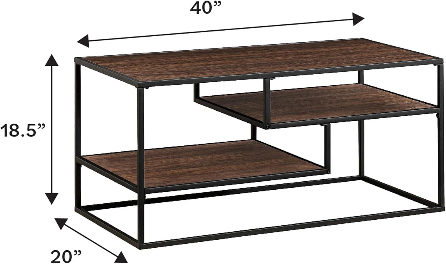 imageWalker Edison Finley Contemporary Floating Shelf Coffee Table 40 Inch Coastal OakDark Walnut