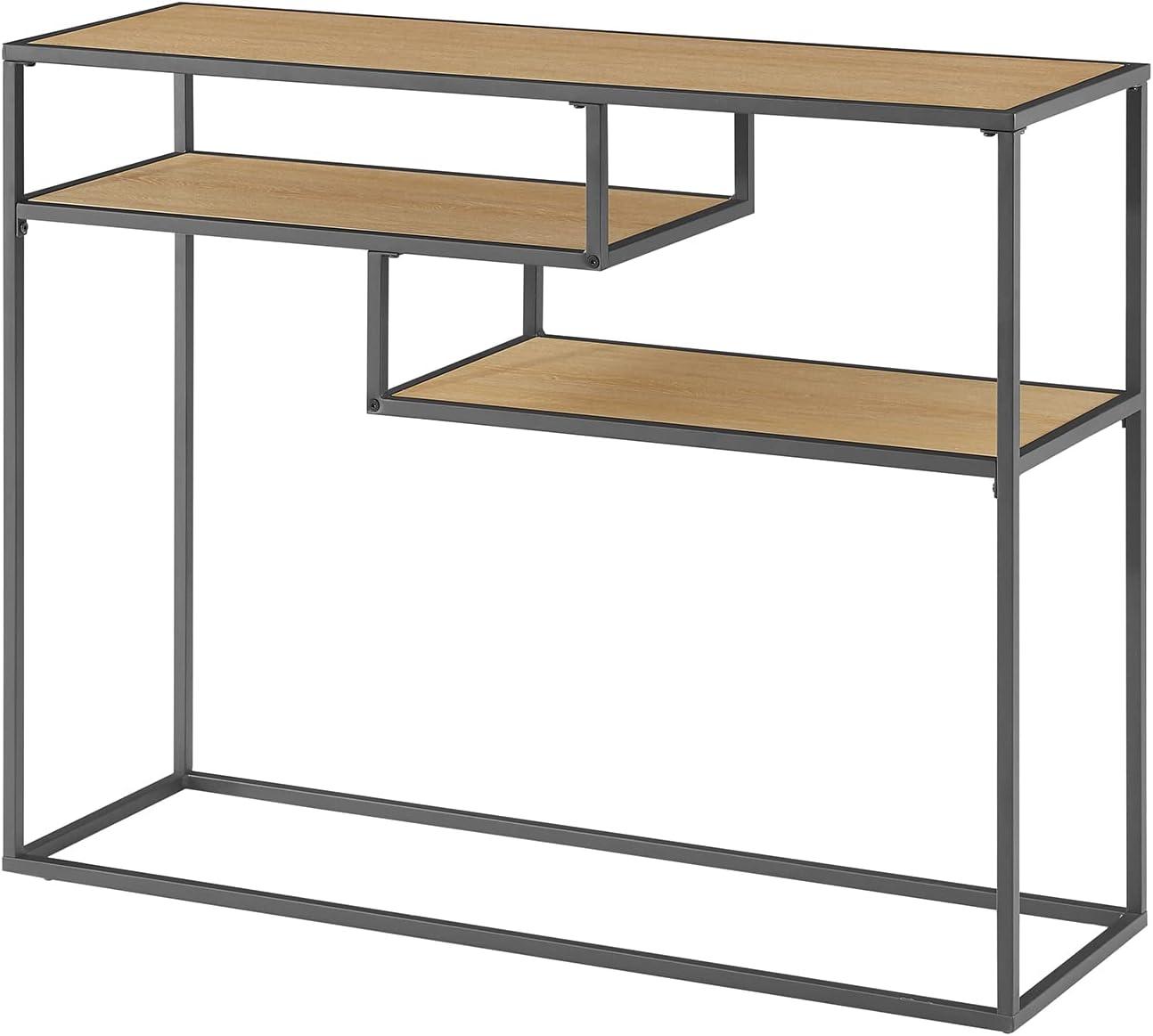 imageWalker Edison Finley Contemporary Floating Shelf Entry Table 42 Inch Coastal OakBlackCoastal Oak