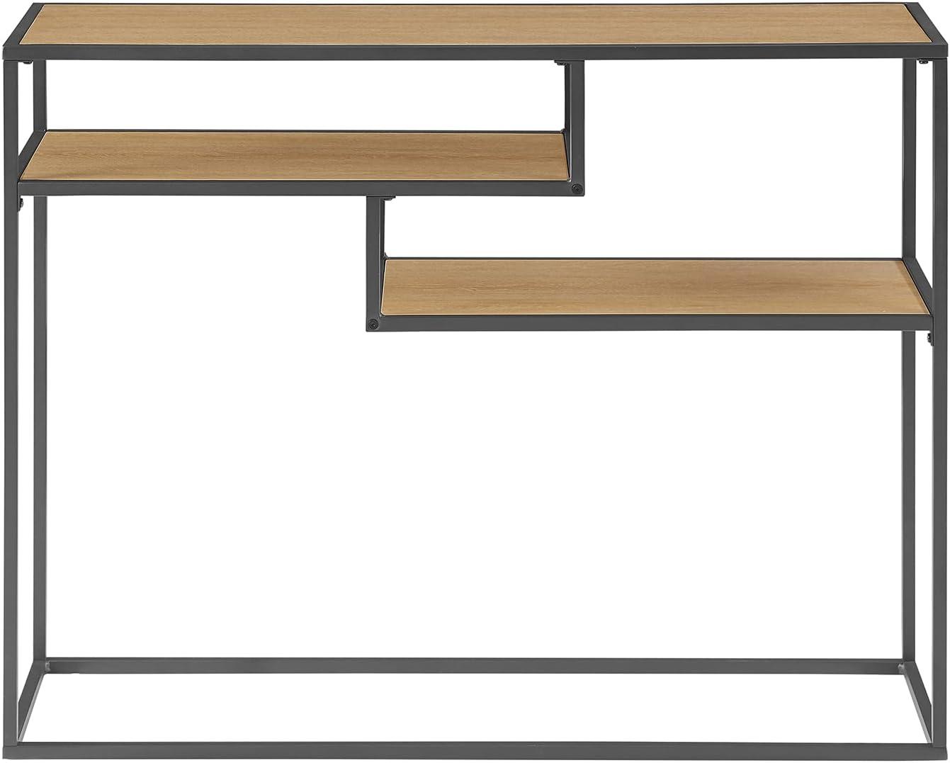 imageWalker Edison Finley Contemporary Floating Shelf Entry Table 42 Inch Coastal OakBlackCoastal Oak