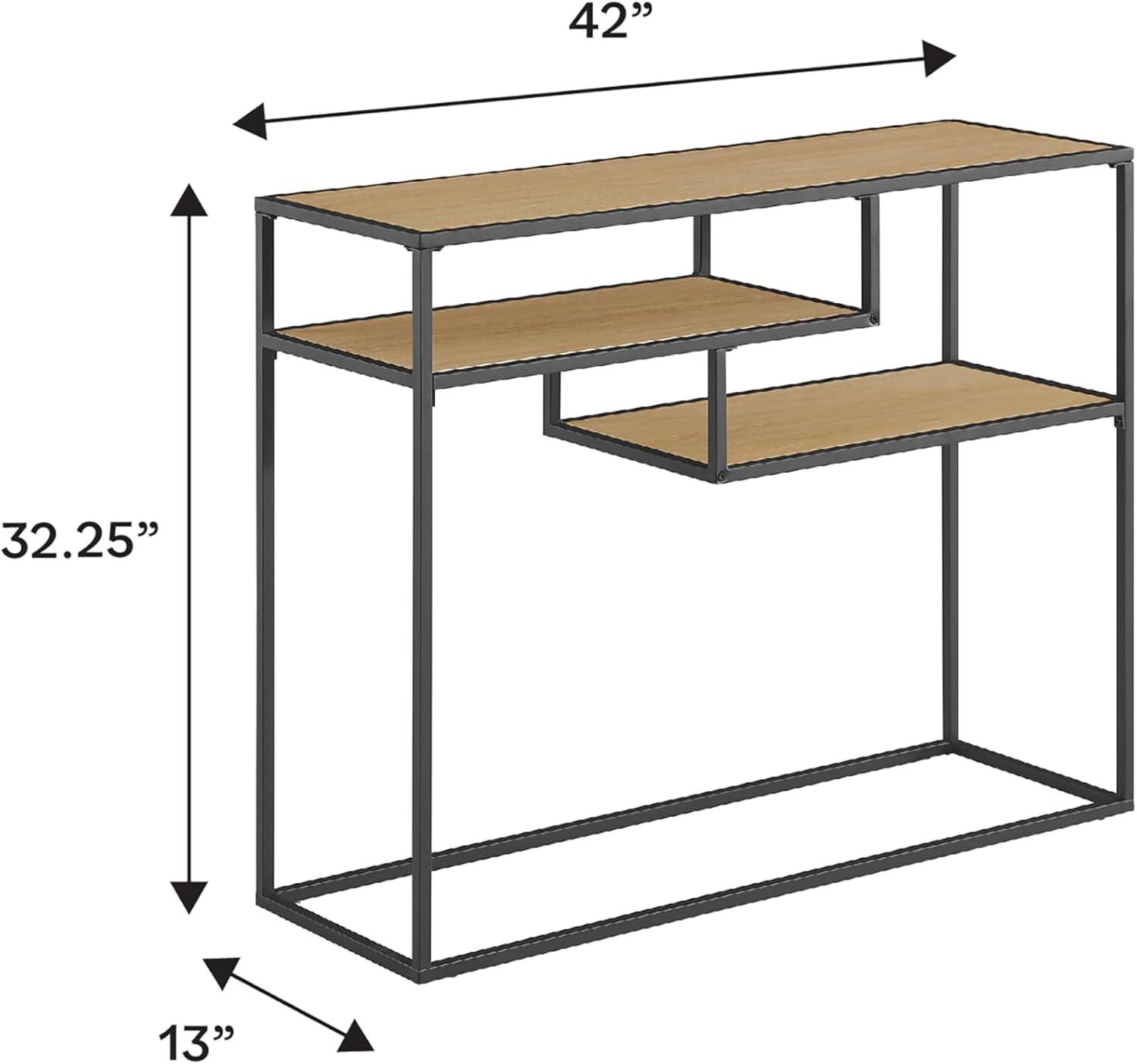 imageWalker Edison Finley Contemporary Floating Shelf Entry Table 42 Inch Coastal OakBlackCoastal Oak