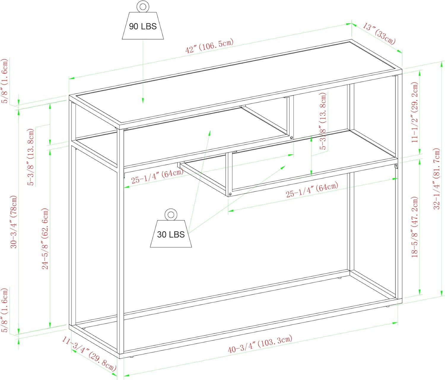 imageWalker Edison Finley Contemporary Floating Shelf Entry Table 42 Inch Coastal OakWhite