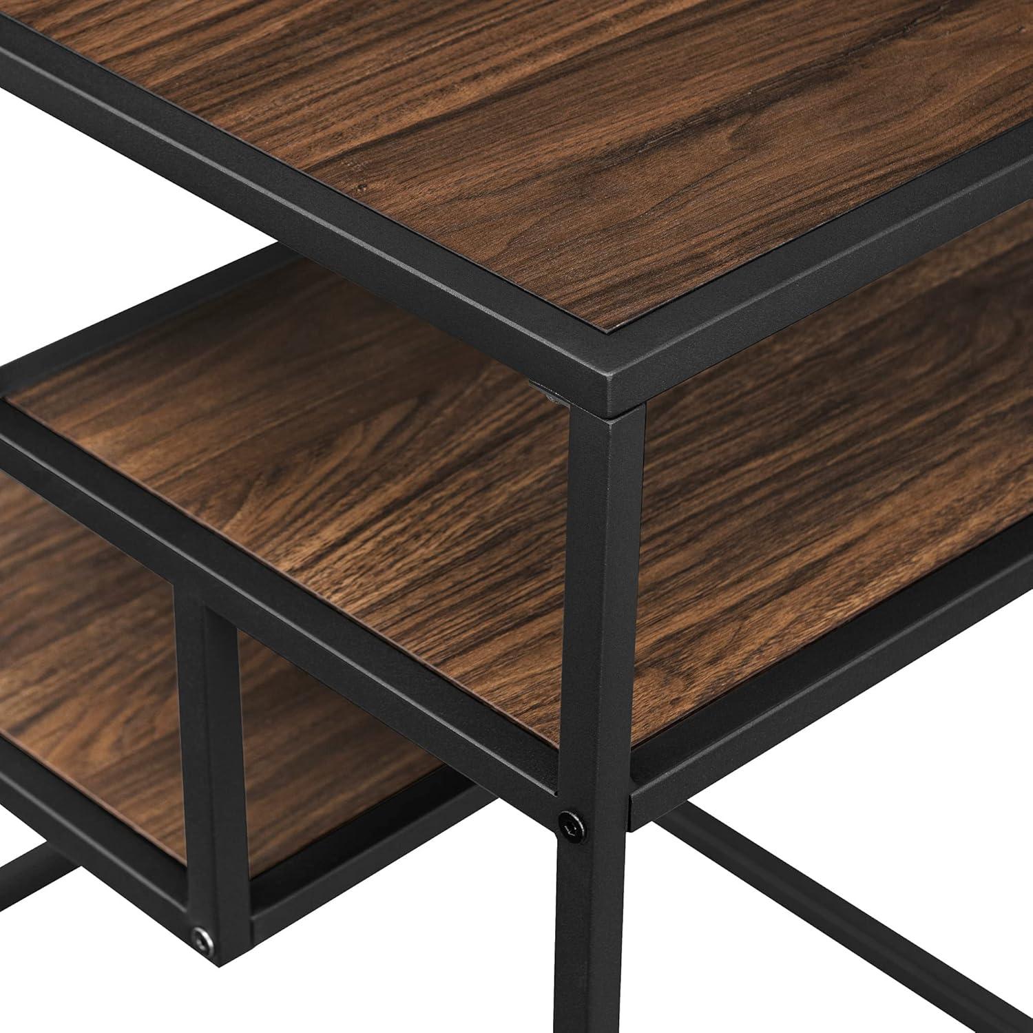 imageWalker Edison Finley Contemporary Floating Shelf Side Table 16 Inch BlackDark Walnut