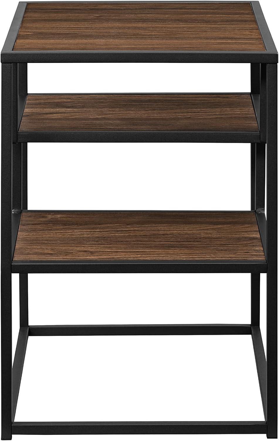 imageWalker Edison Finley Contemporary Floating Shelf Side Table 16 Inch BlackDark Walnut