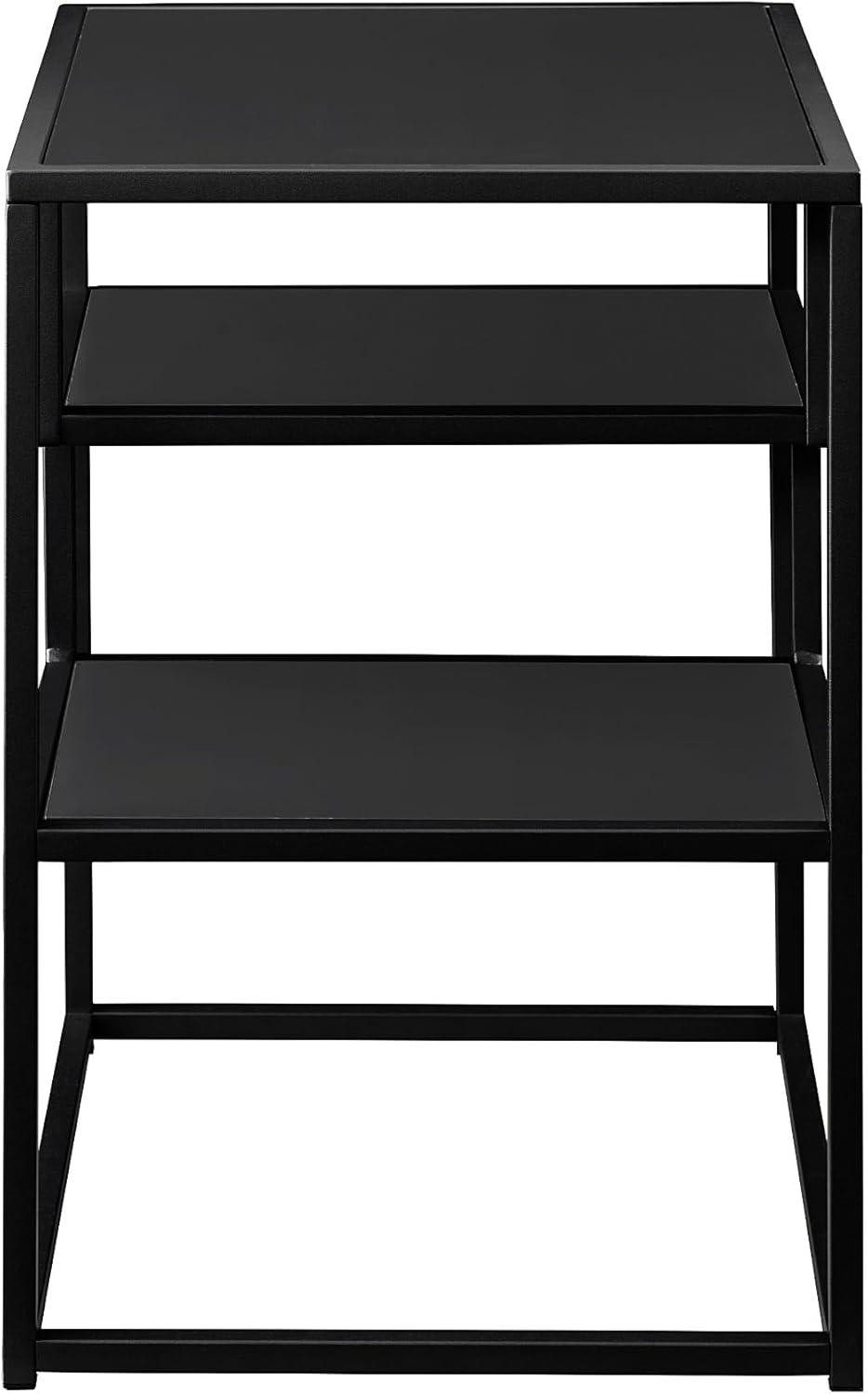 imageWalker Edison Finley Contemporary Floating Shelf Side Table 16 Inch BlackSolid Black