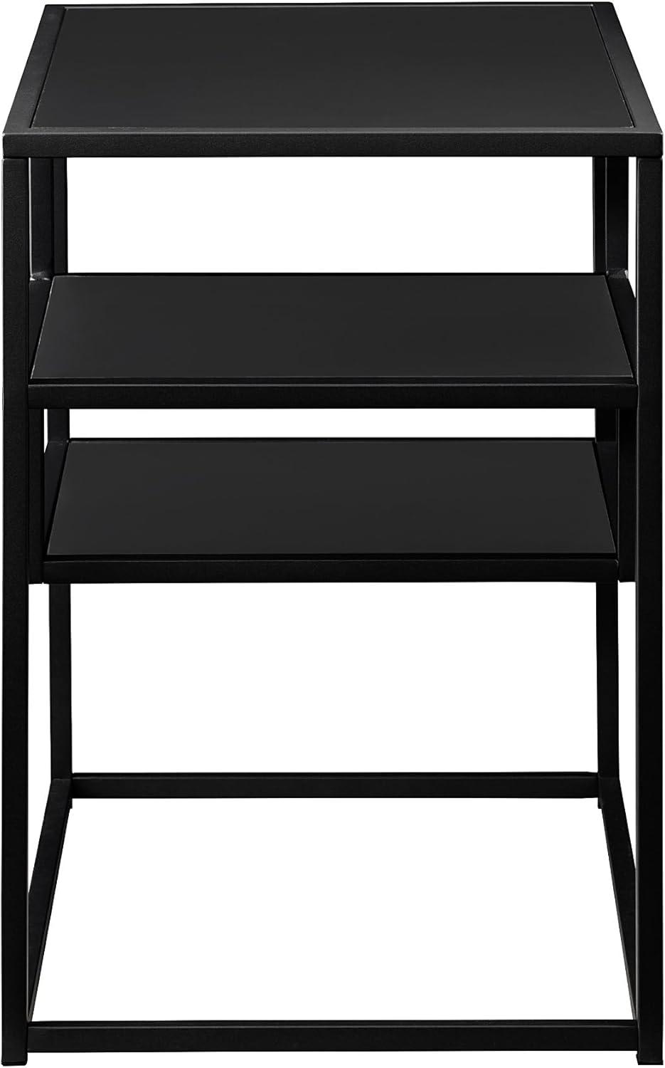 imageWalker Edison Finley Contemporary Floating Shelf Side Table 16 Inch BlackSolid Black