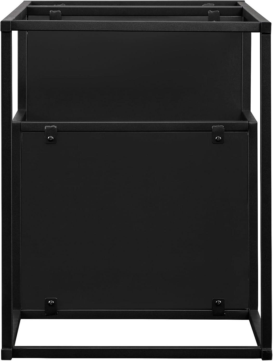 imageWalker Edison Finley Contemporary Floating Shelf Side Table 16 Inch BlackSolid Black