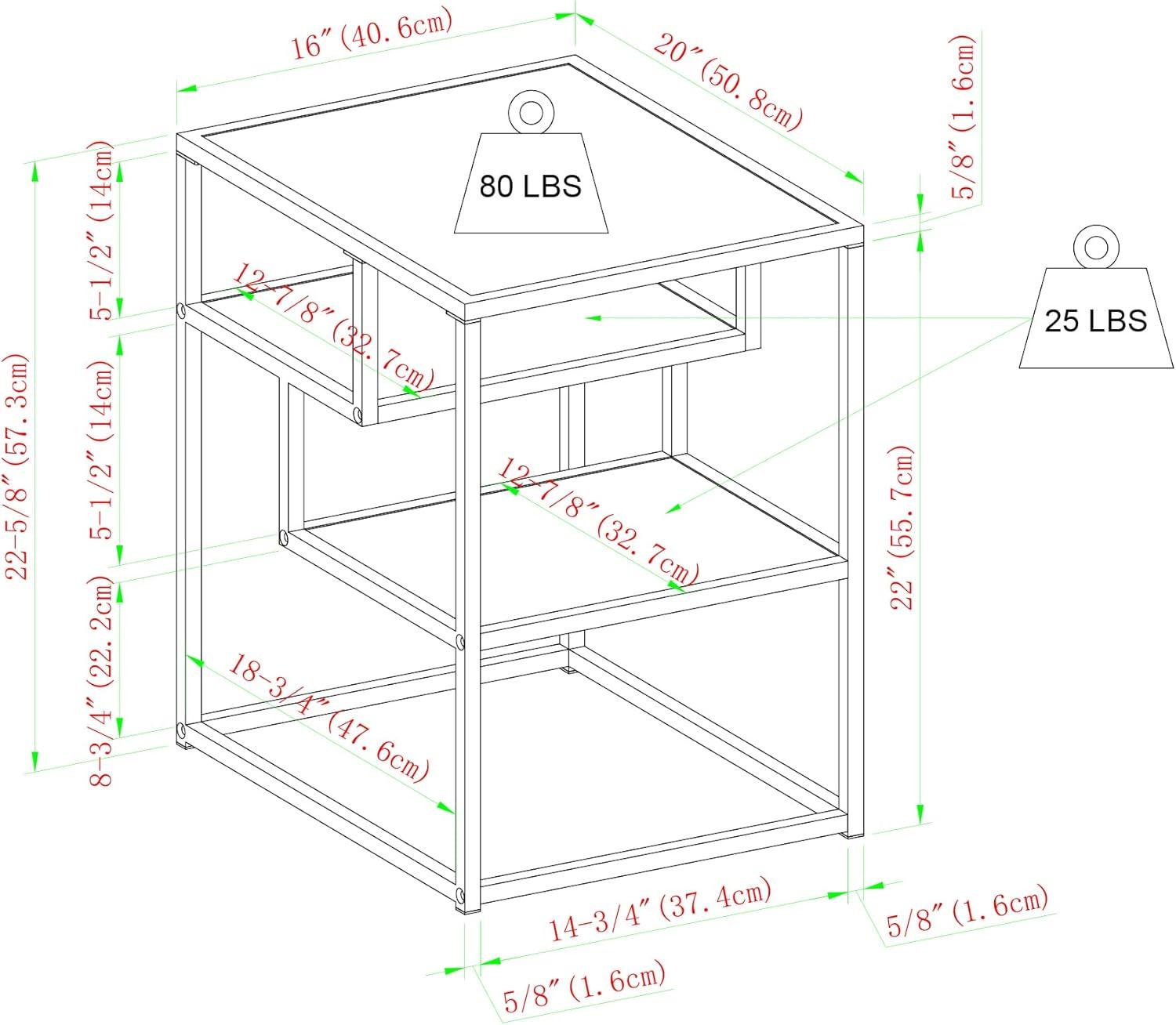 imageWalker Edison Finley Contemporary Floating Shelf Side Table 16 Inch BlackSolid Black