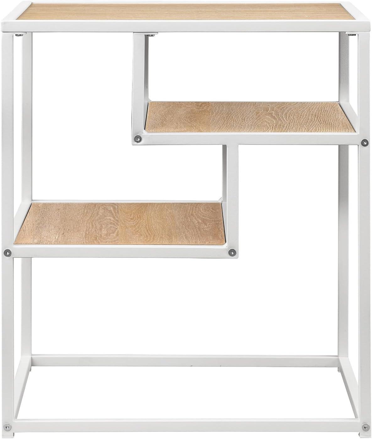 imageWalker Edison Finley Contemporary Floating Shelf Side Table 16 Inch Coastal OakWhite