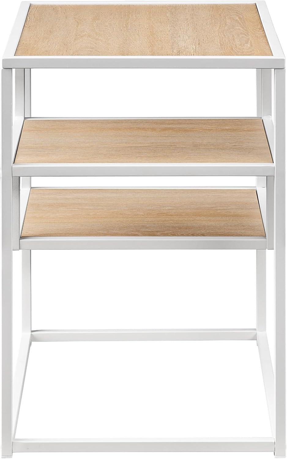 imageWalker Edison Finley Contemporary Floating Shelf Side Table 16 Inch Coastal OakWhite