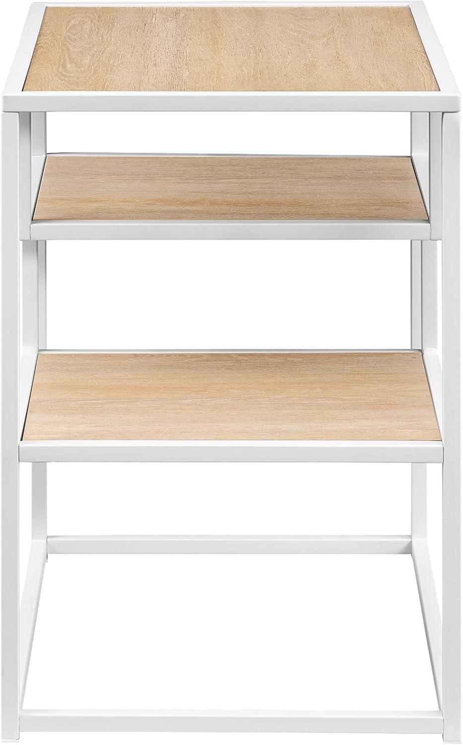 imageWalker Edison Finley Contemporary Floating Shelf Side Table 16 Inch Coastal OakWhite