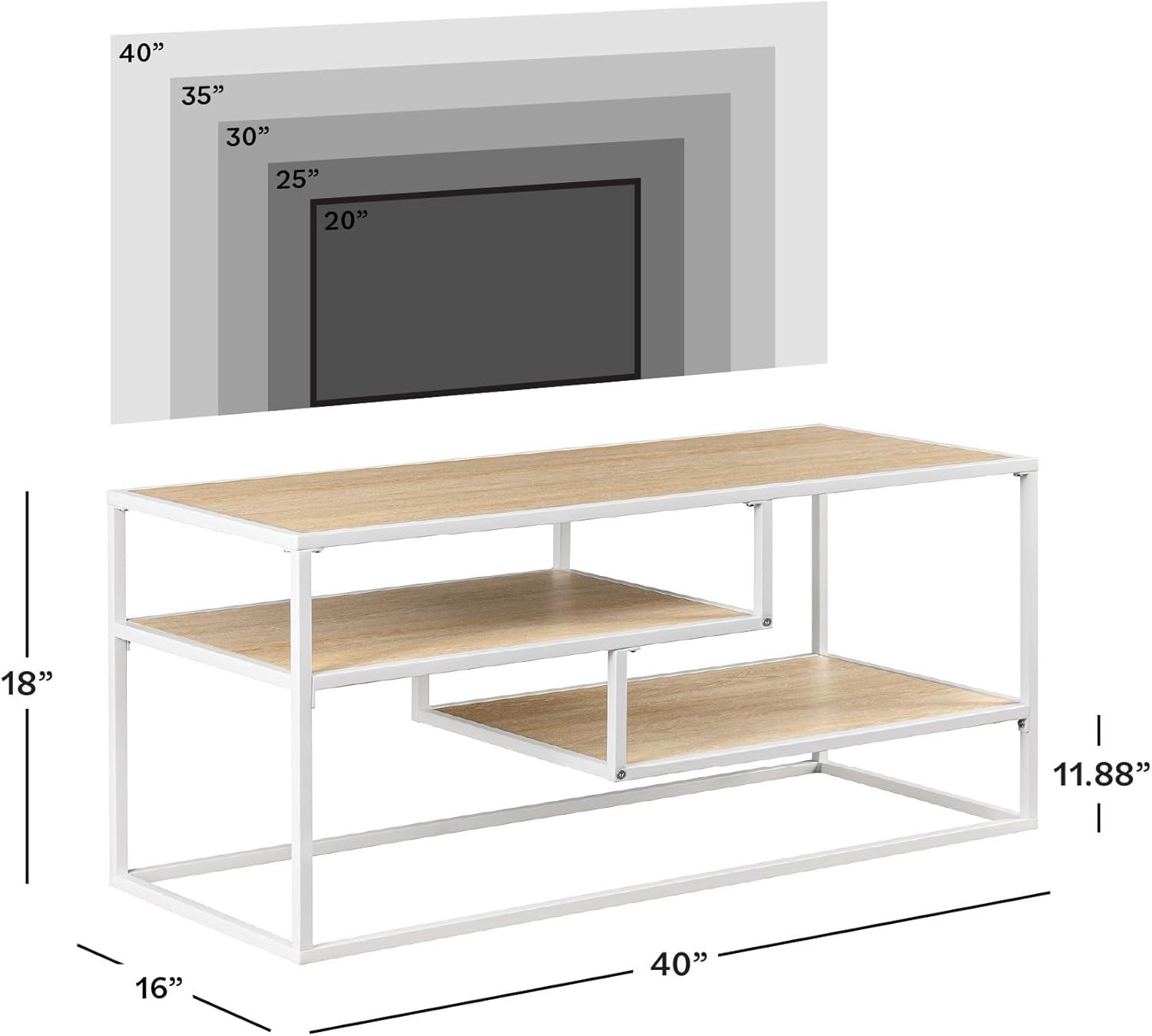 imageWalker Edison Finley Contemporary Floating Shelf TV Stand for TVs up to 43 Inches 40 Inch Coastal OakWhiteCoastal Oak White