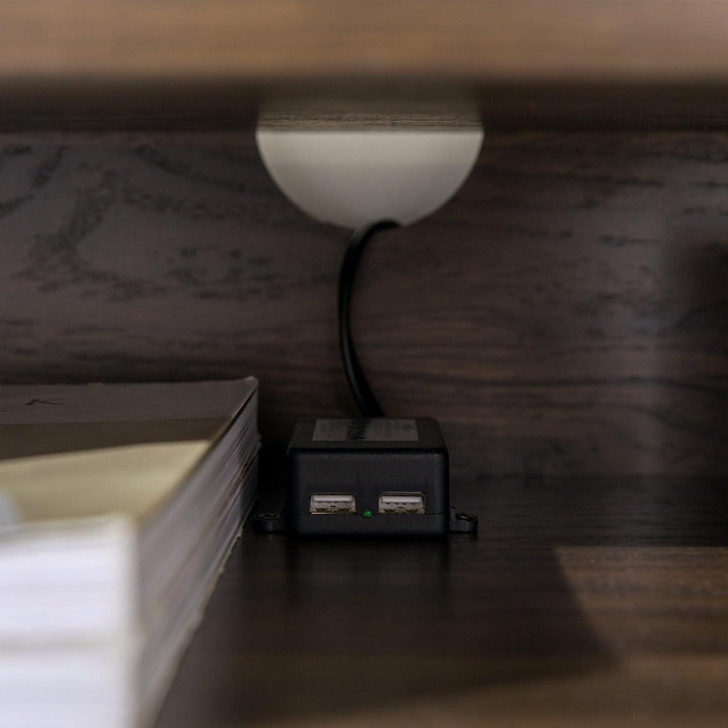 imageWalker Edison Florence 22 Inch 2 Drawer Open Top Side Table with USB Port BirchDark Walnut