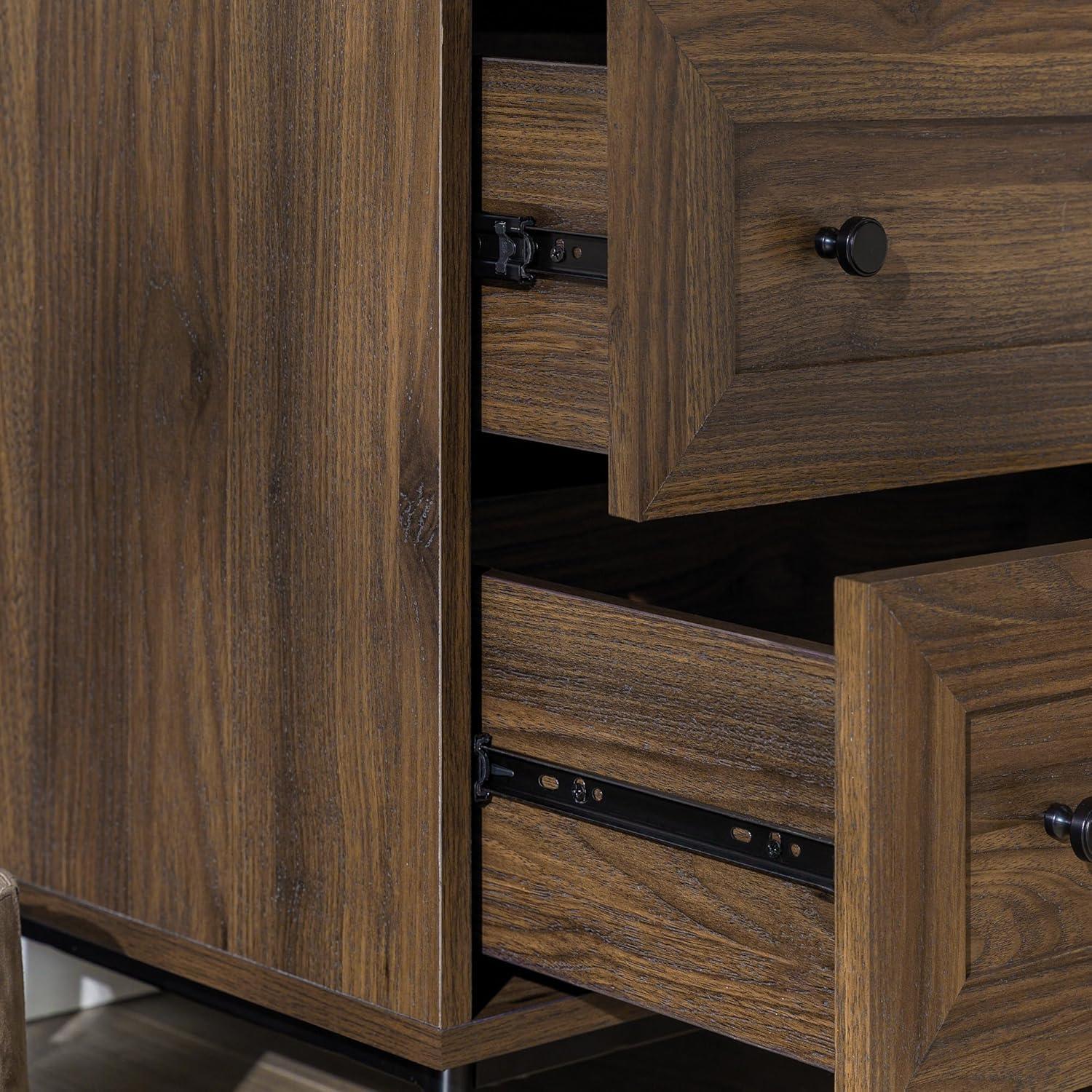 imageWalker Edison Florence 22 Inch 2 Drawer Open Top Side Table with USB Port BirchDark Walnut