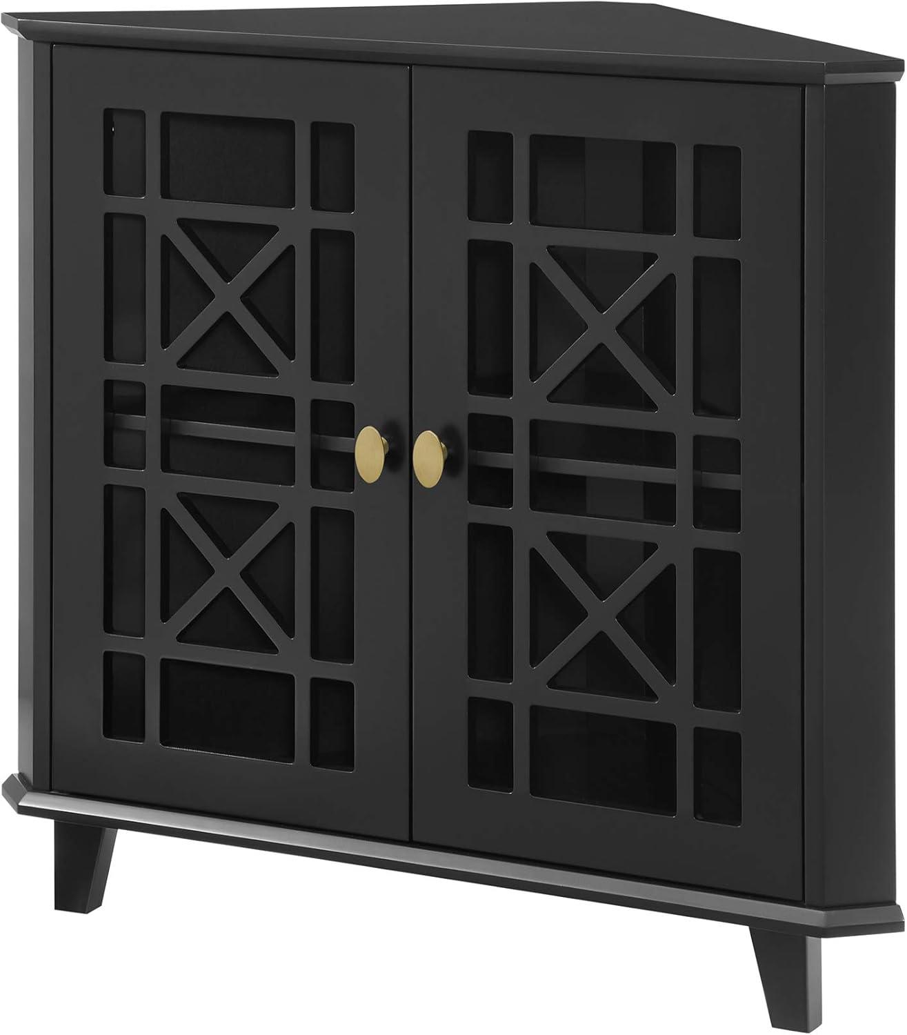 imageWalker Edison Fretwork Corner Accent Cabinet Dark TealBlack