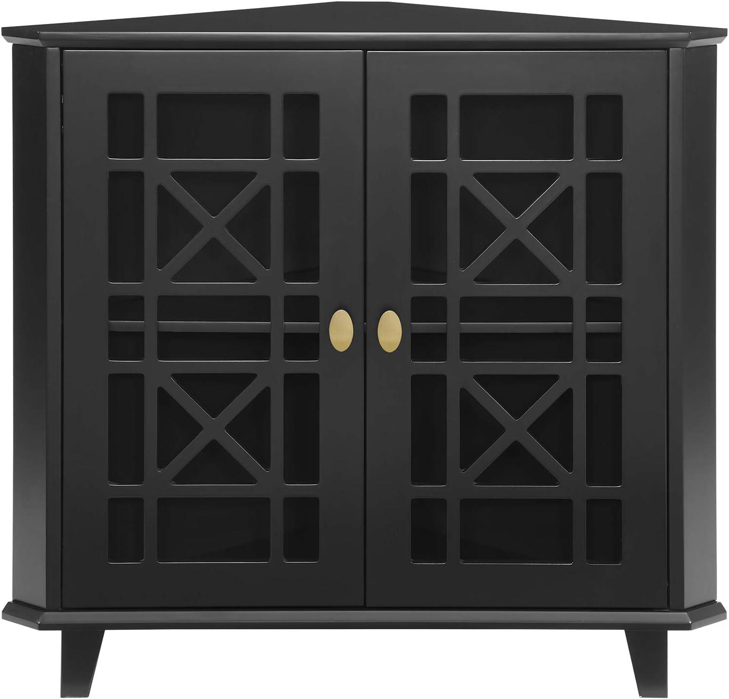 imageWalker Edison Fretwork Corner Accent Cabinet Dark TealBlack